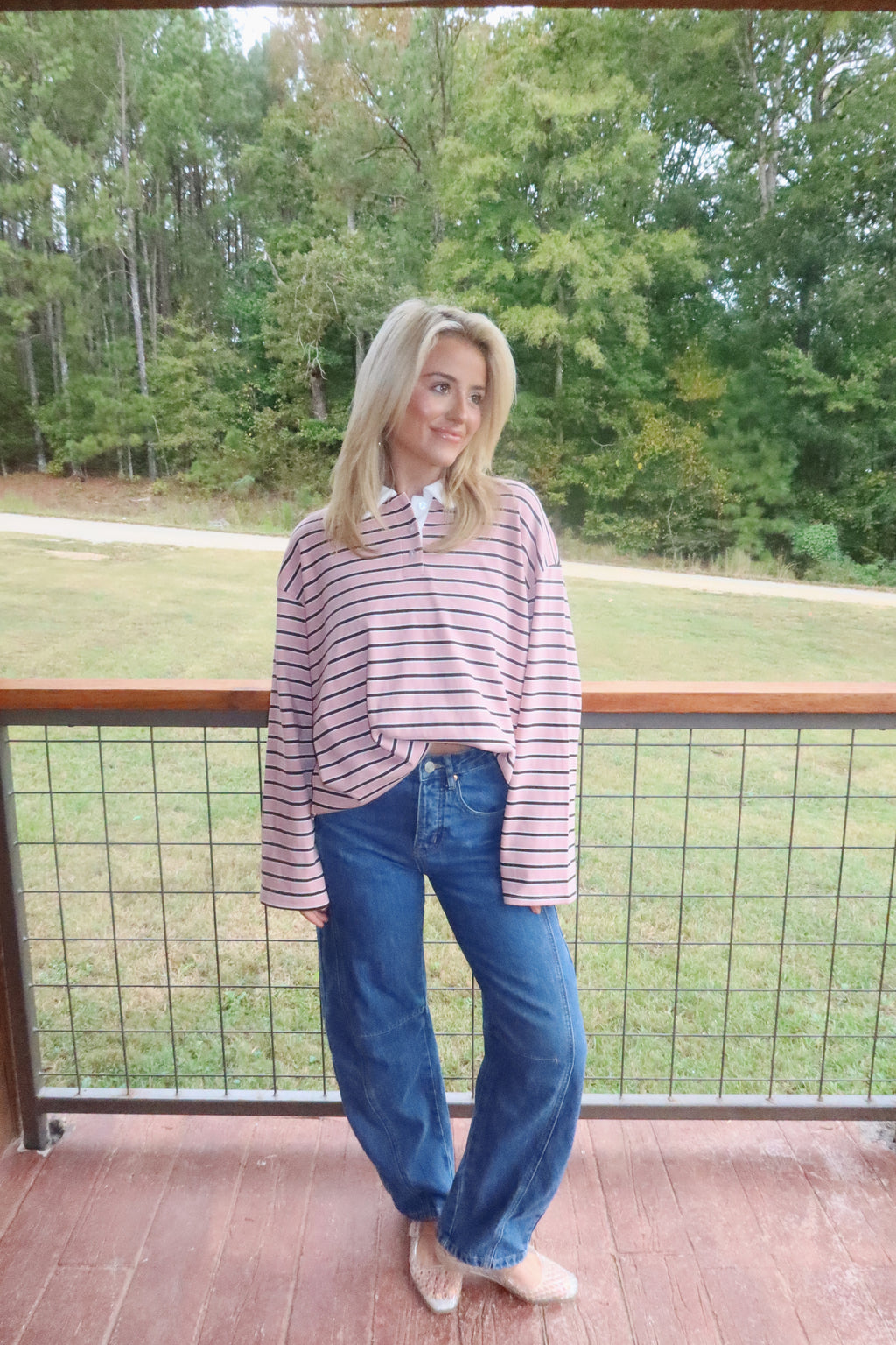 Boxy Striped Rugby Top