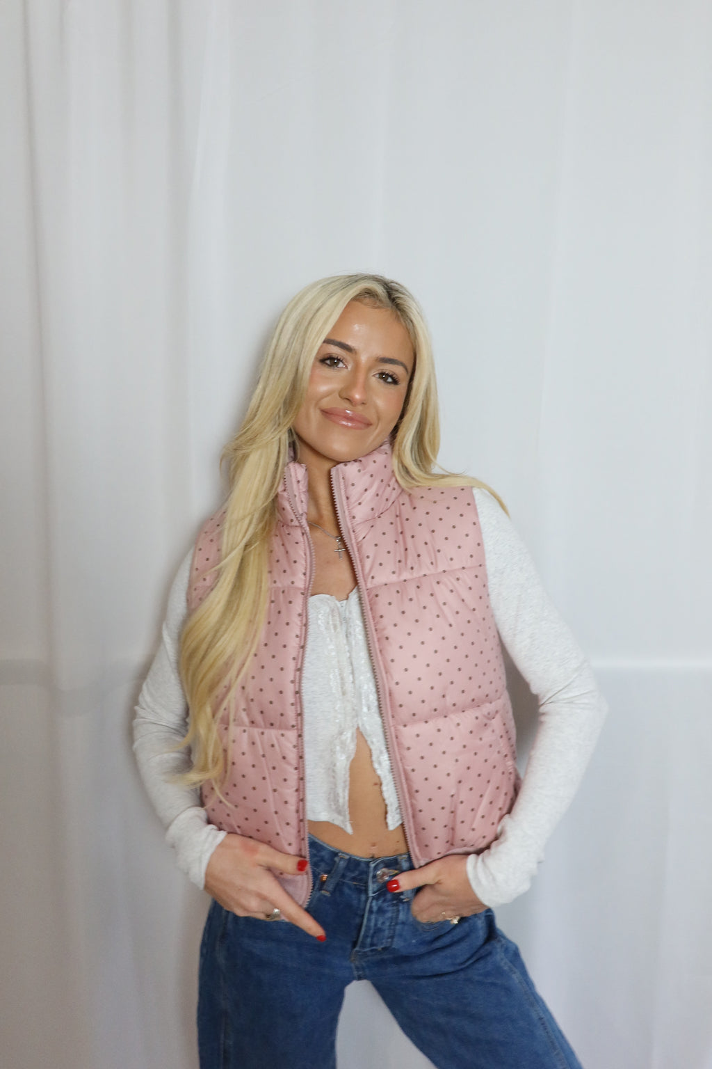 Darling Polka Dot Puffer Vest