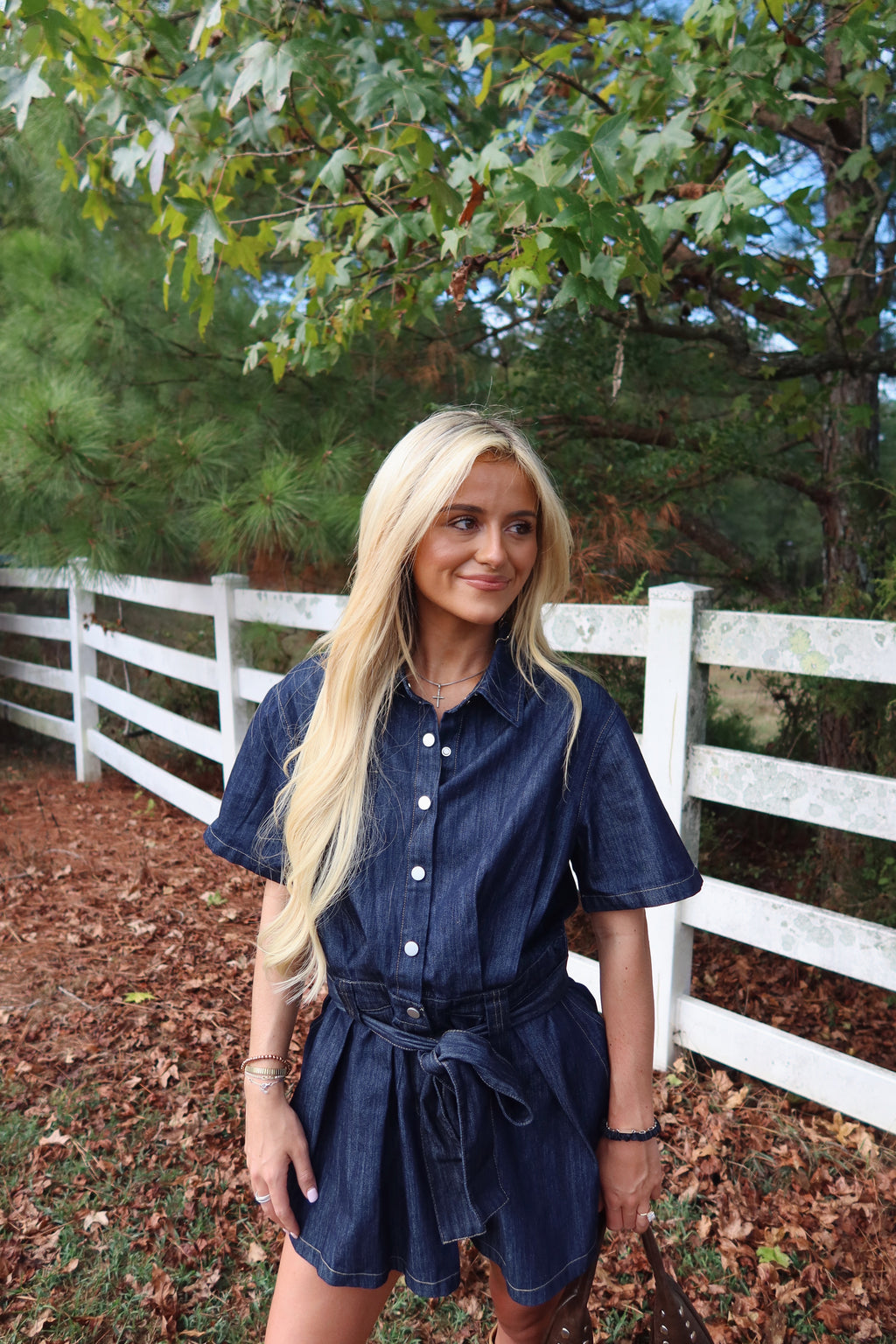Denim Days Belted Romper Dress