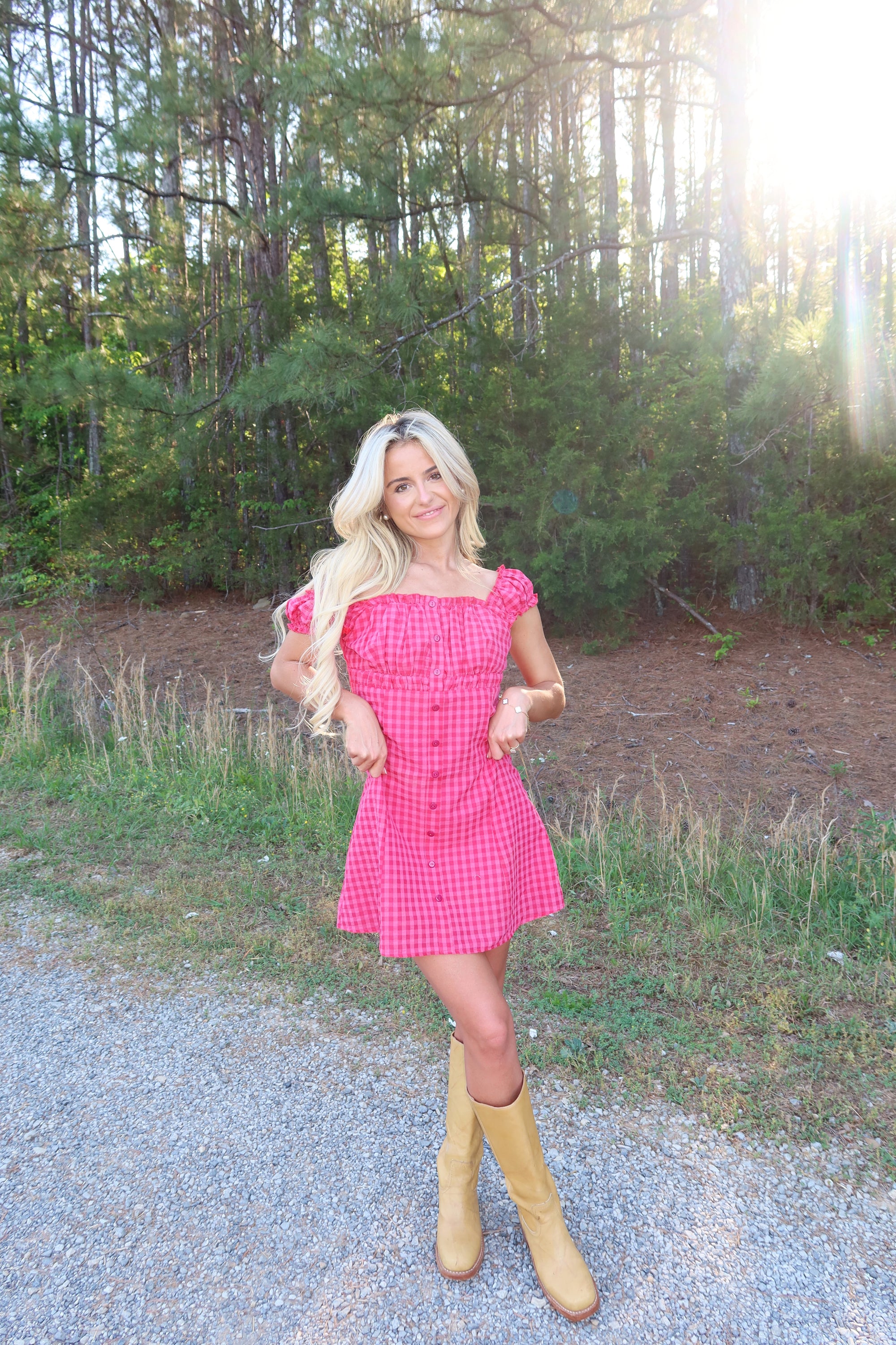 Ida Gingham Frill Strap Mini Dress