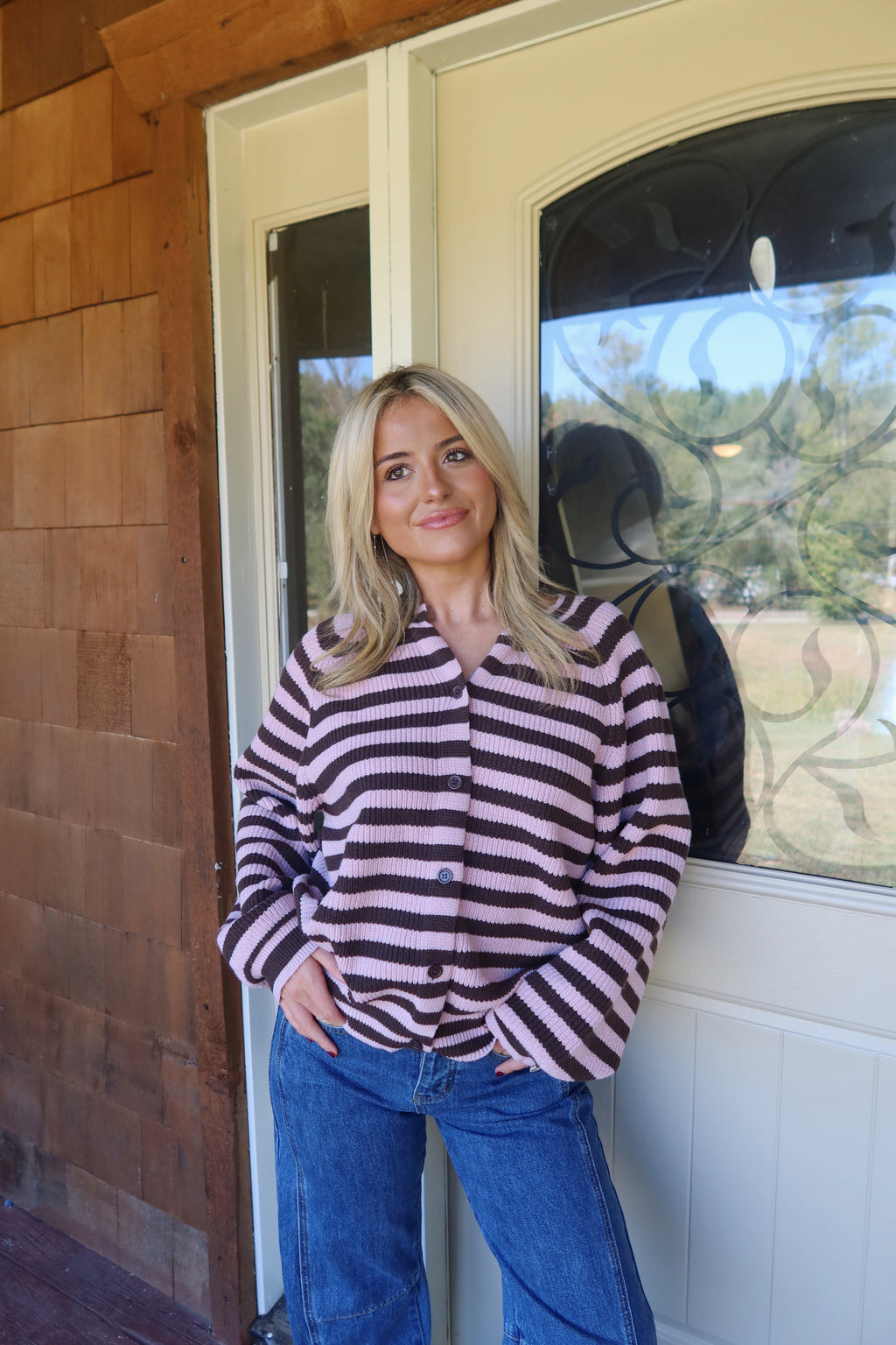 Caro Raglan Striped Cardigan