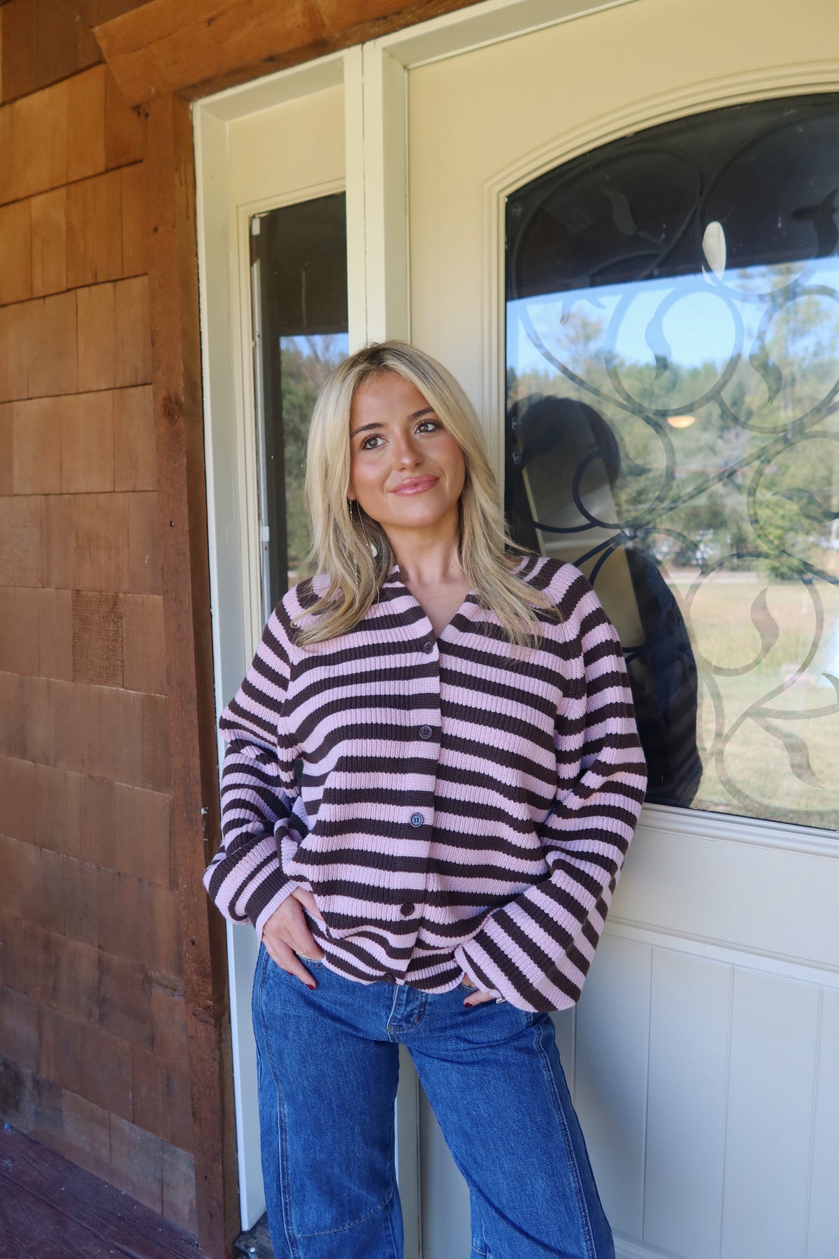 Caro Raglan Striped Cardigan