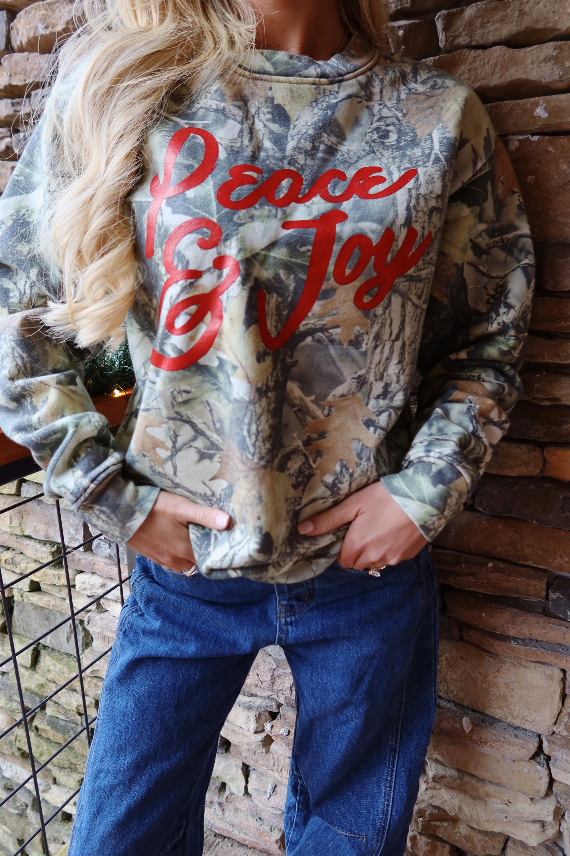 Peace & Joy Holiday Christmas Camo Crew