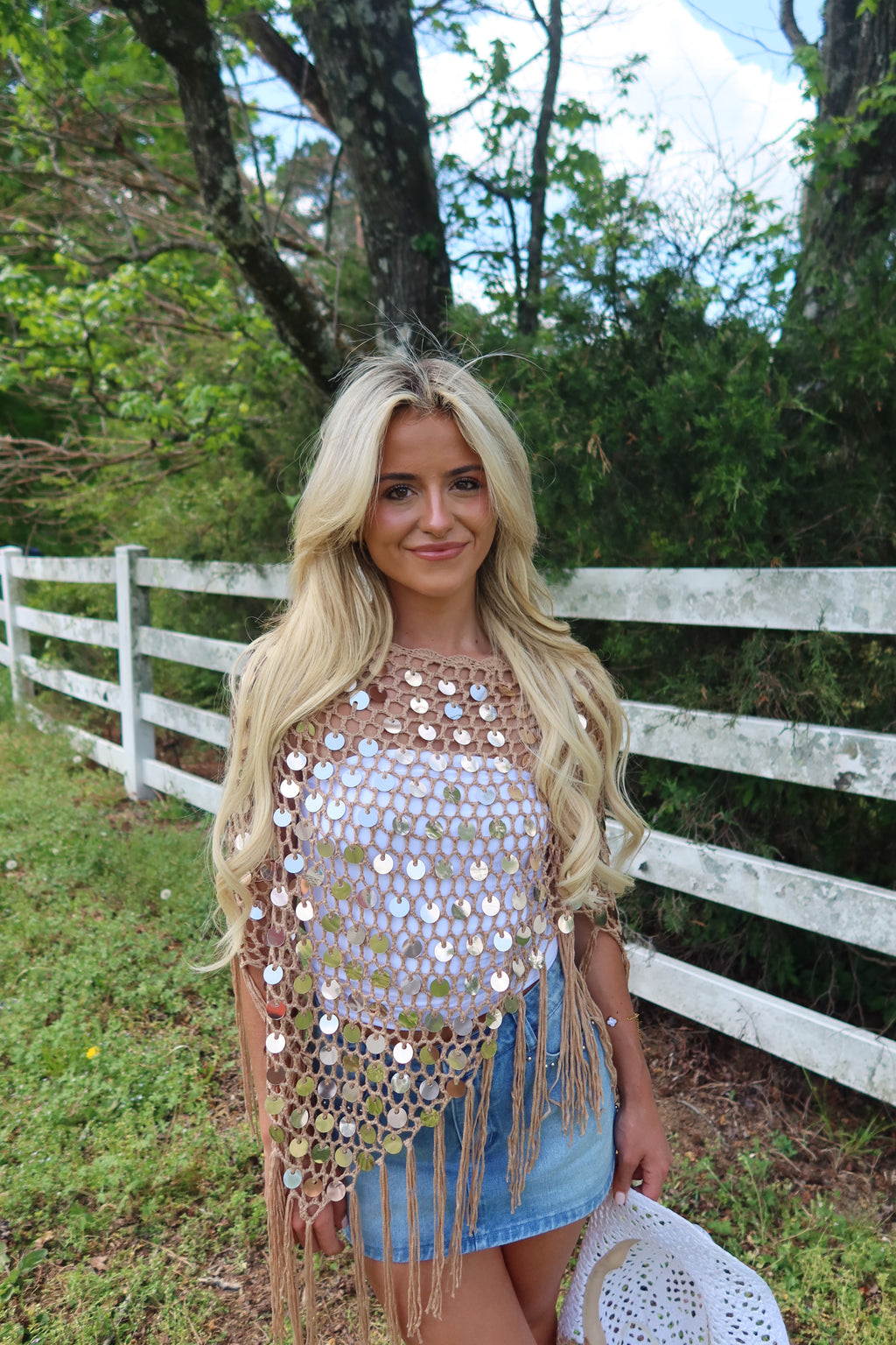 Lunara Sequin Fringe Poncho
