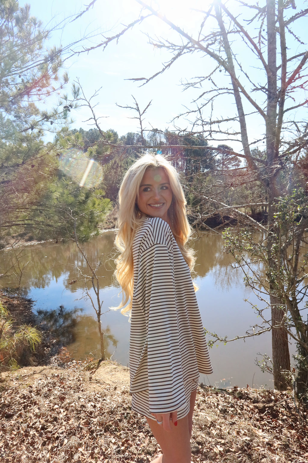 Rosie Striped Shorts Set (Brown)