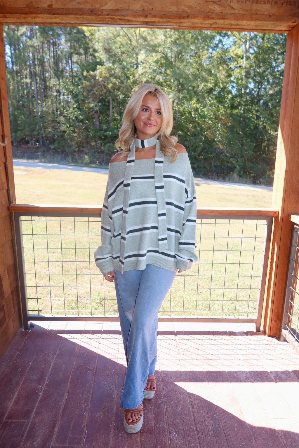 Brooke Striped Sweater with Scarf