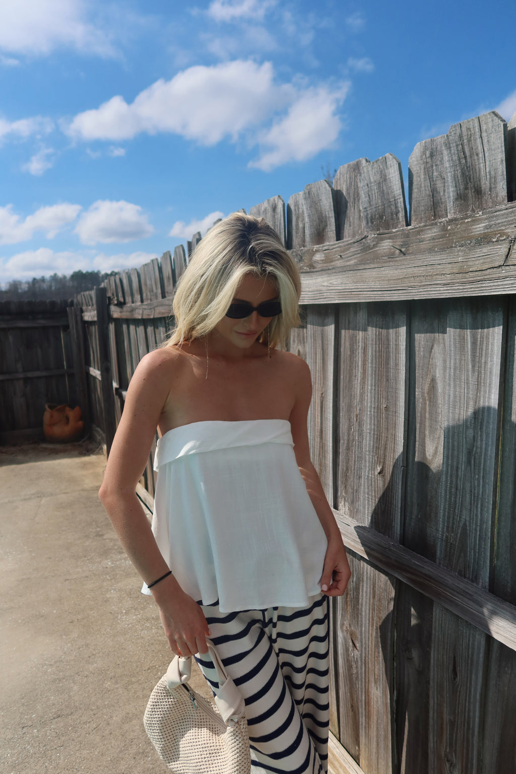 Ease Linen Back Tie Top