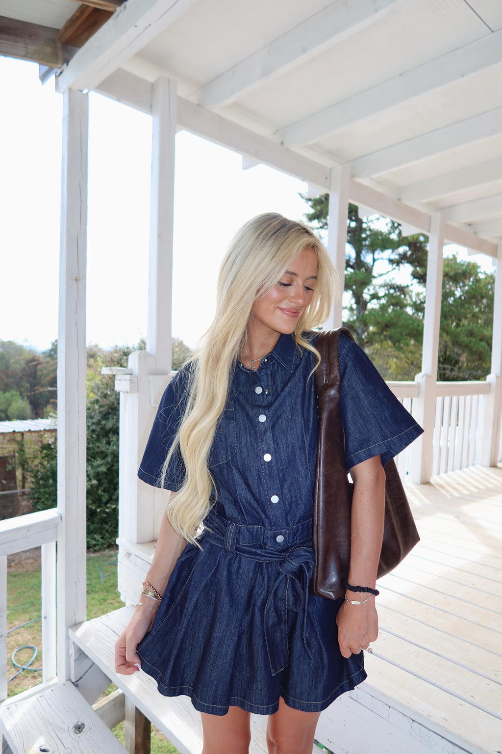 Denim Days Belted Romper Dress