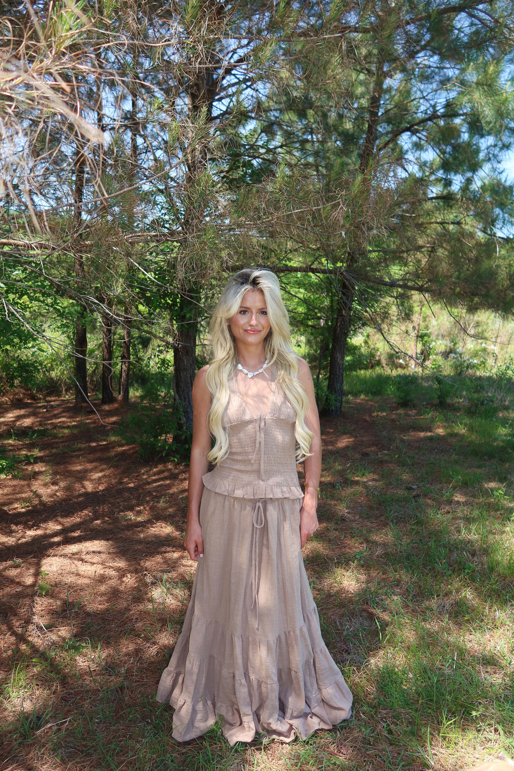 Greta Smocked Halter Set (Rattan)