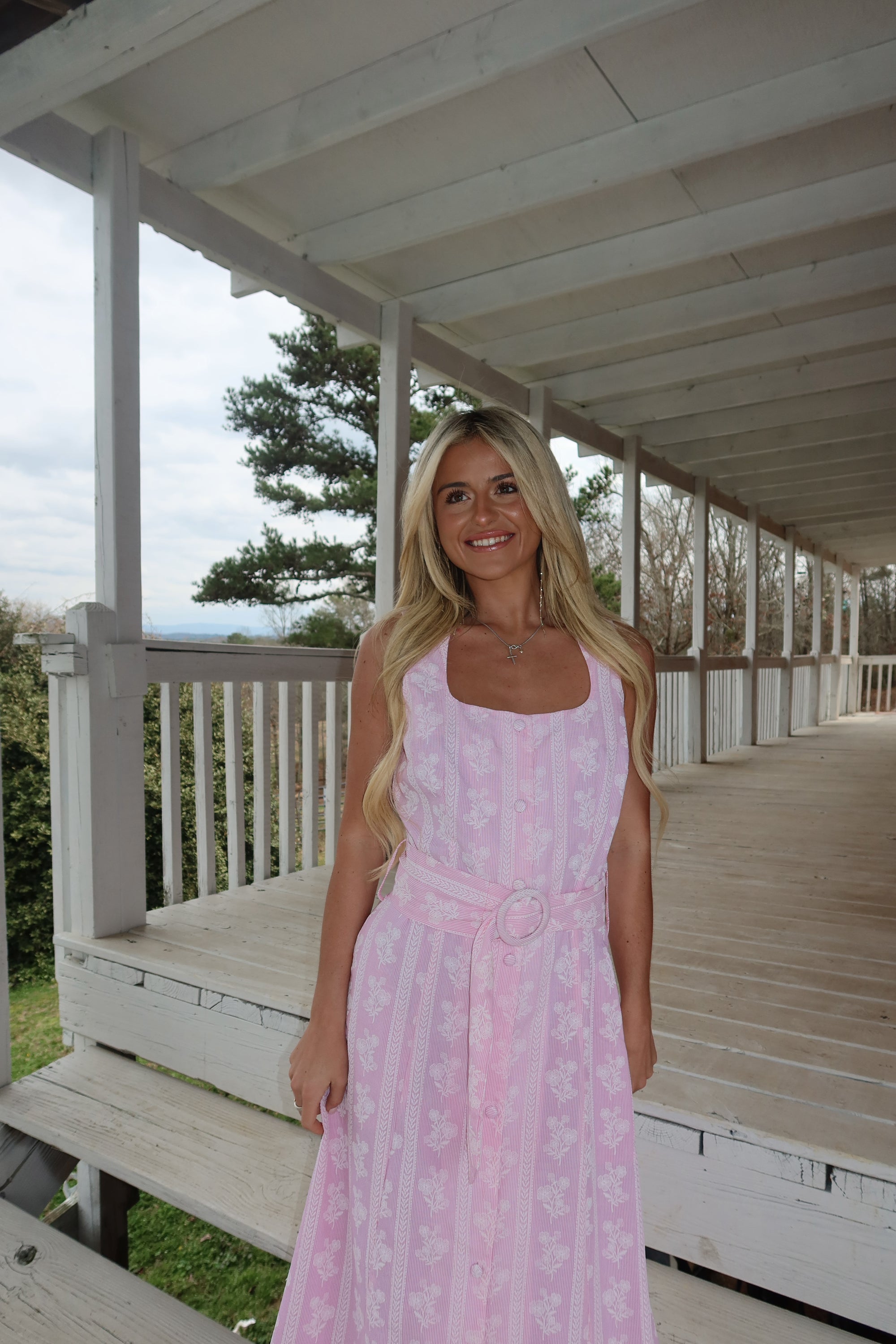 Della Pink Floral Midi Dress