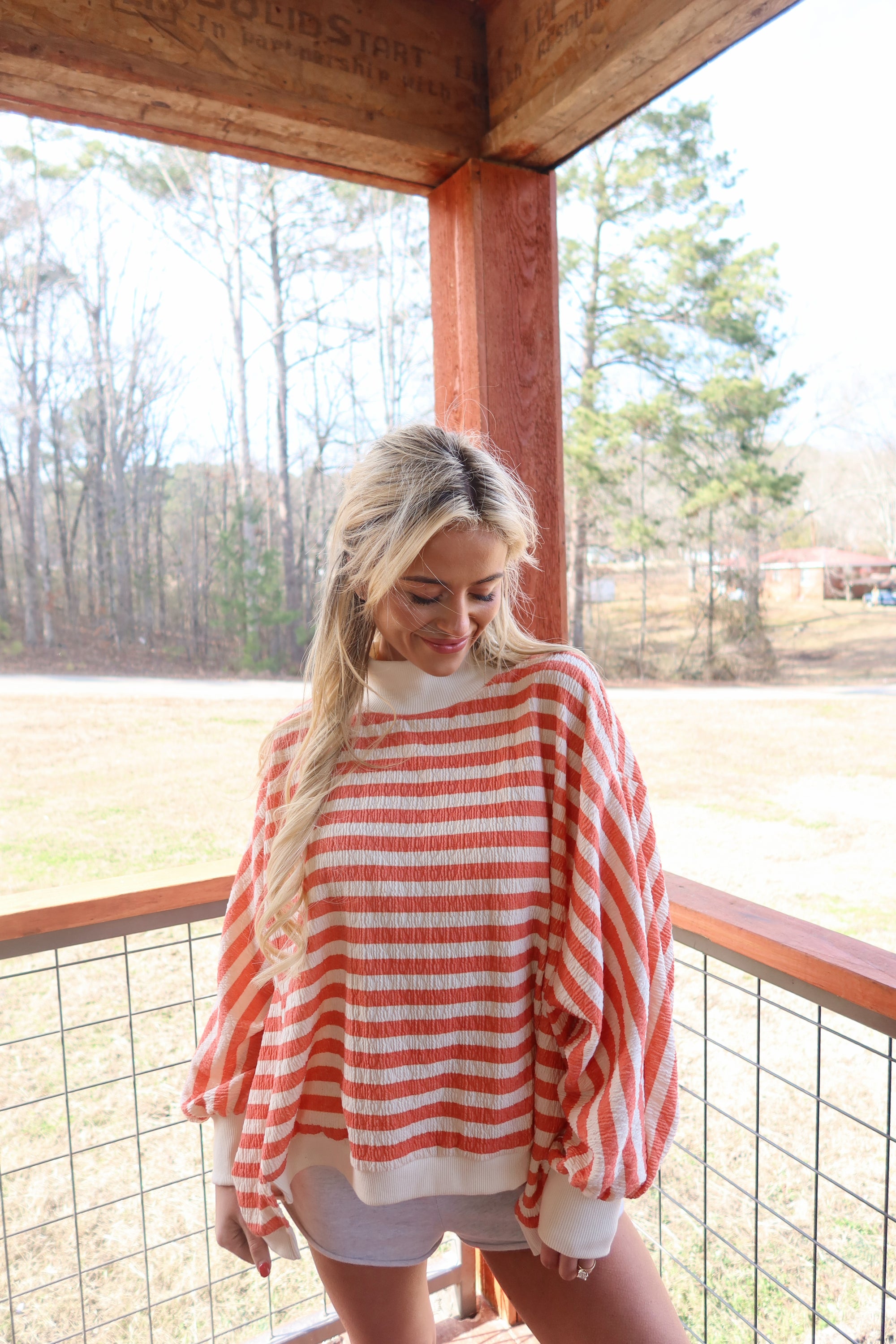 Lakeside Mock neck (Orange and Cream)