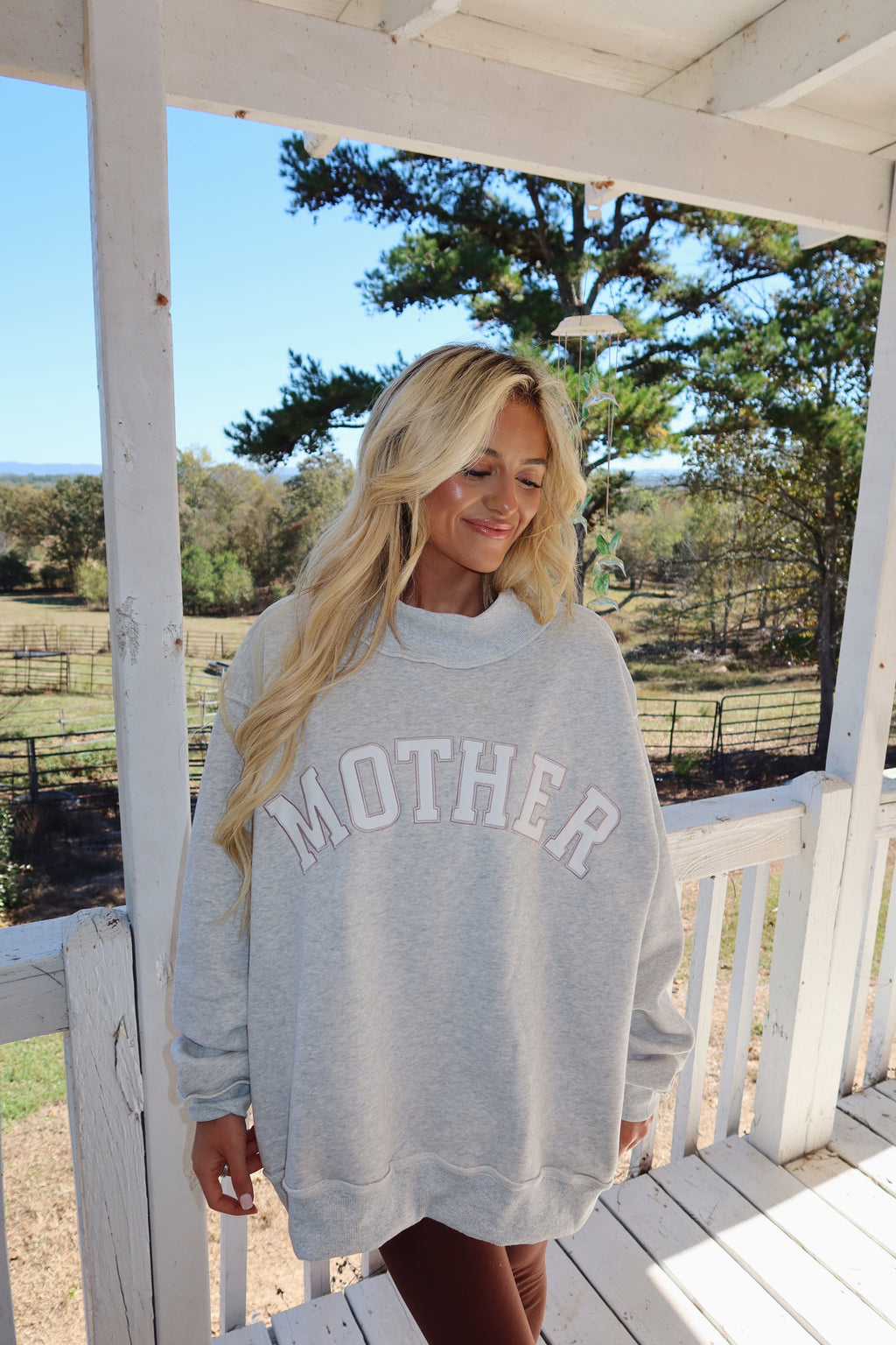 Mother Embroidered Mock Neck