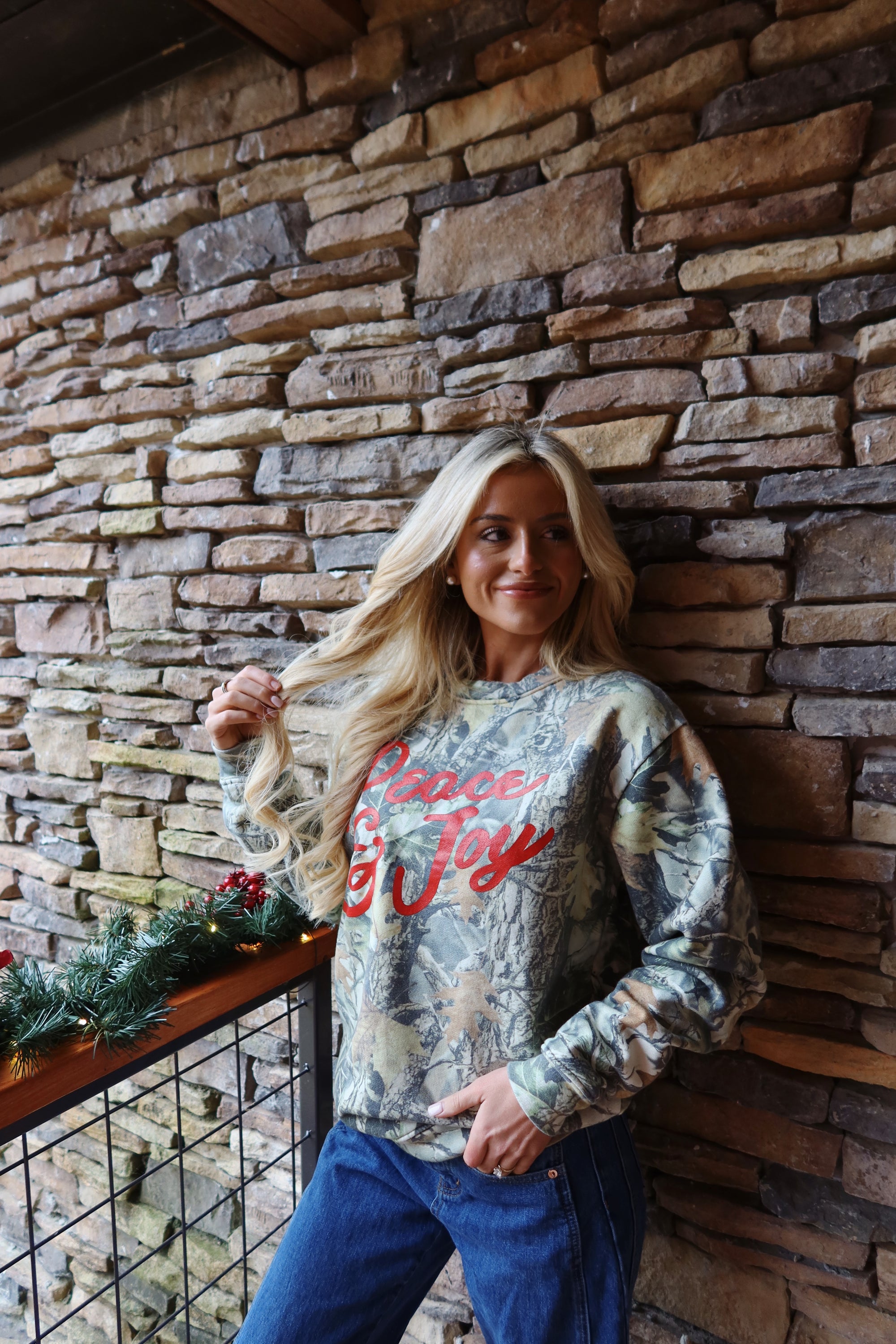 Peace & Joy Holiday Christmas Camo Crew