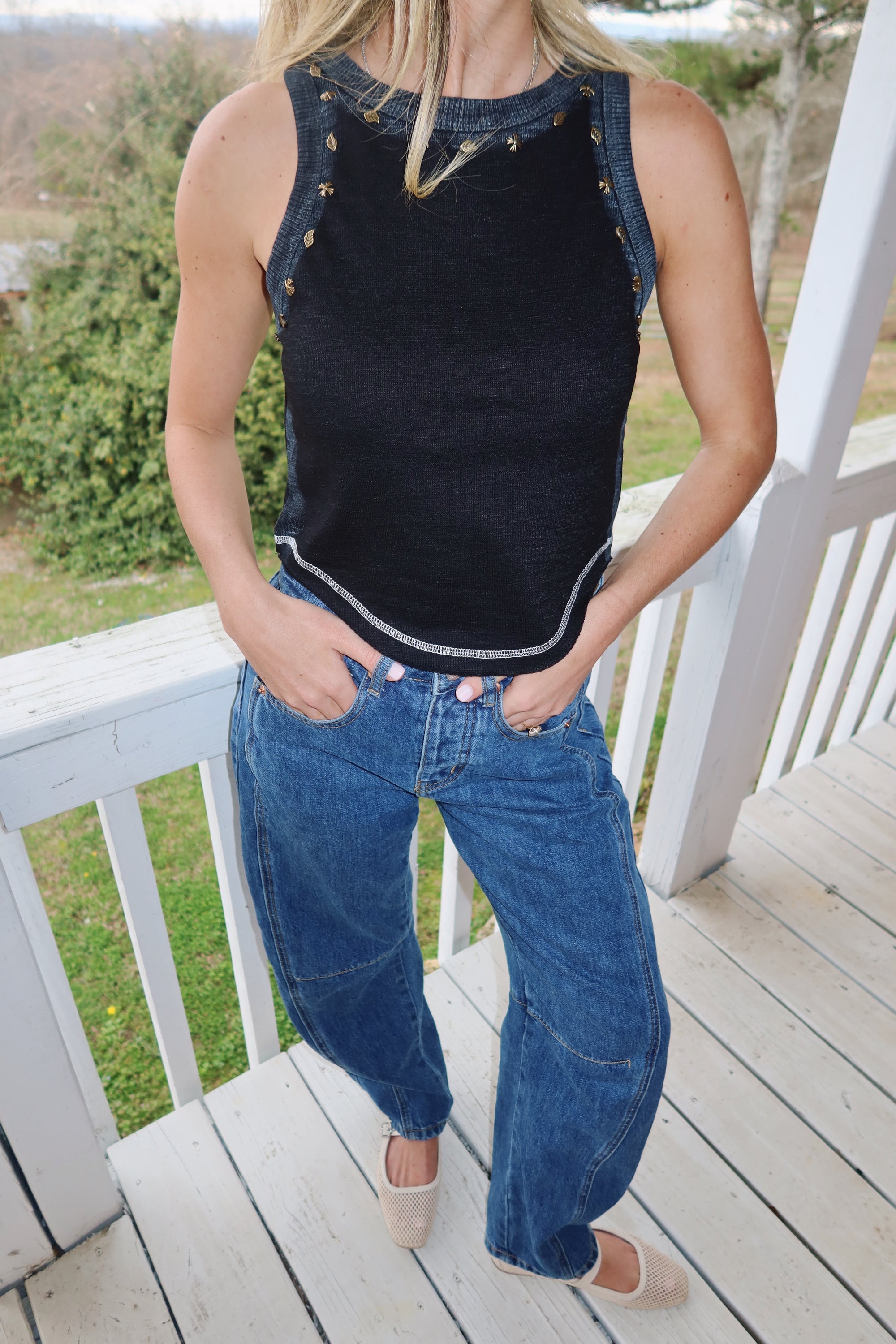 Audrey Sleeveless Knit Top-Black