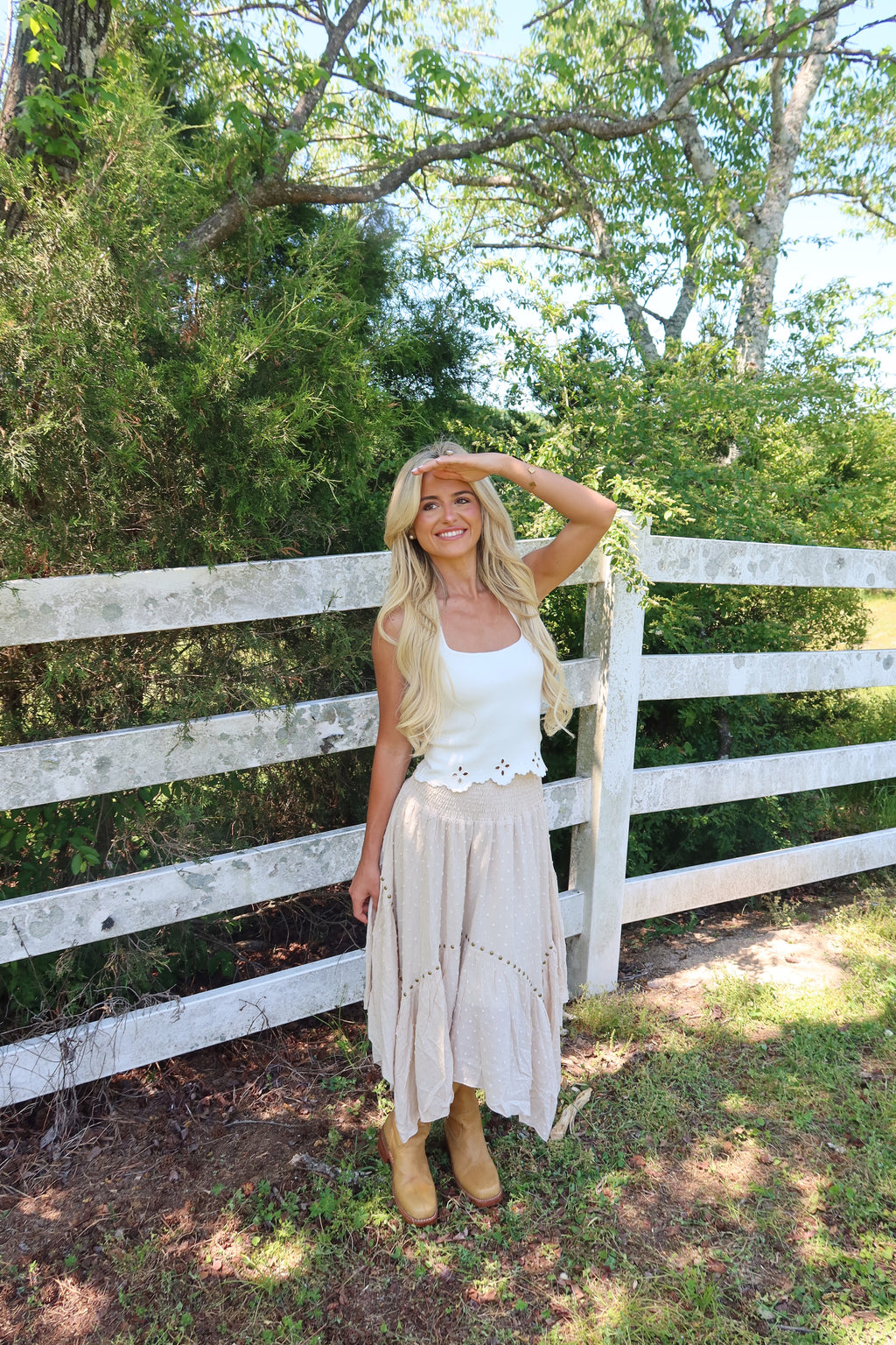 Grommet Hanky Hem Maxi Skirt