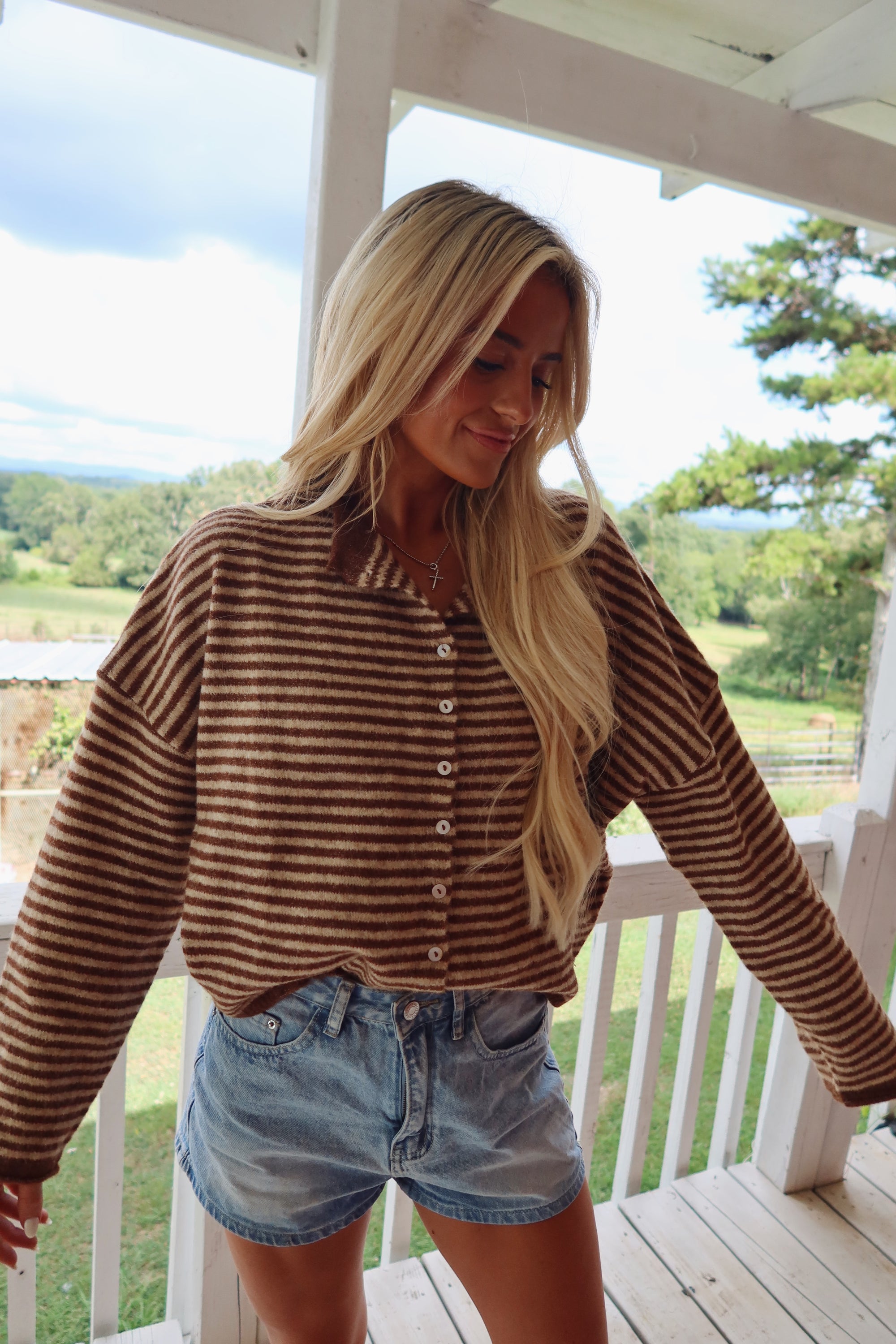Clara Cardigan (Brown Striped)