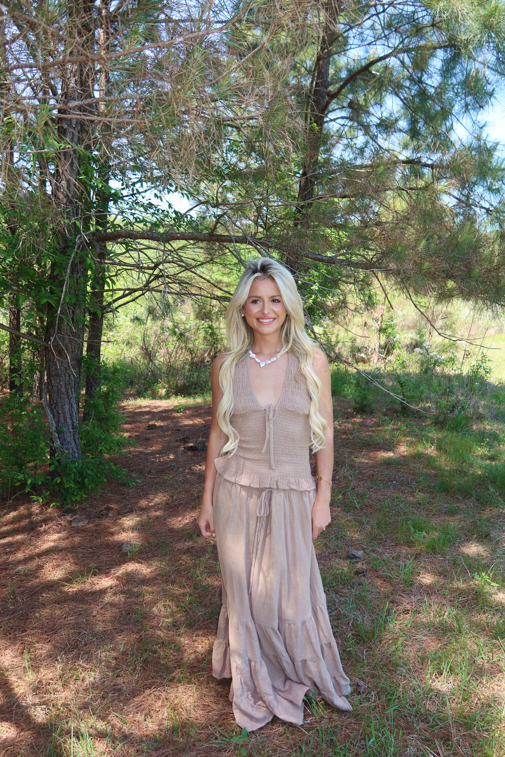 Greta Smocked Halter Set (Rattan)