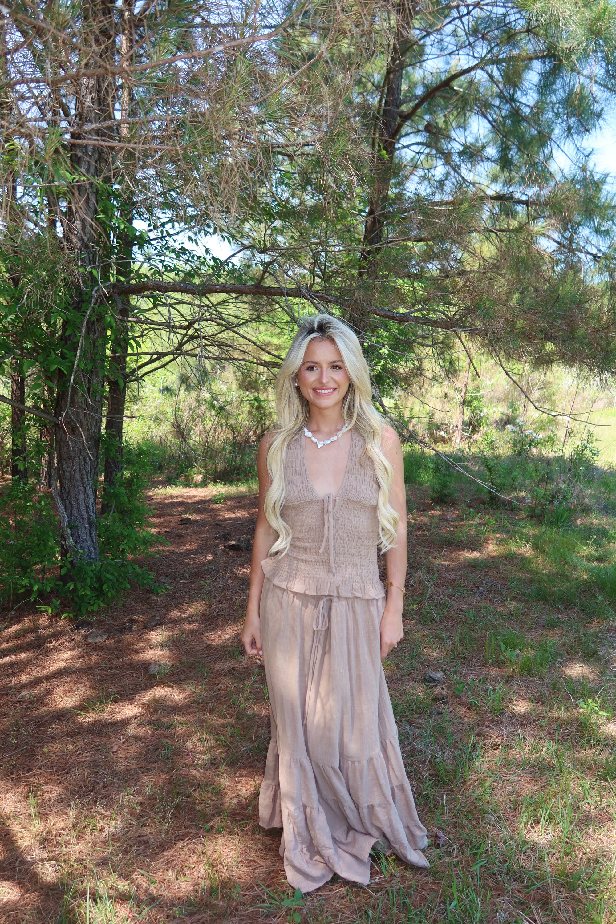 Greta Smocked Halter Set (Rattan)