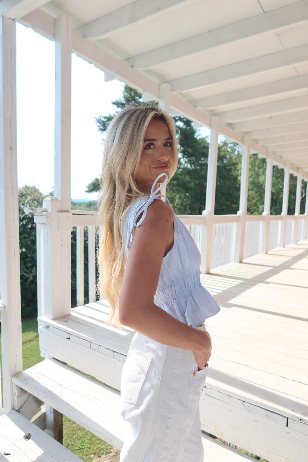 The Natalie Striped Peplum Top