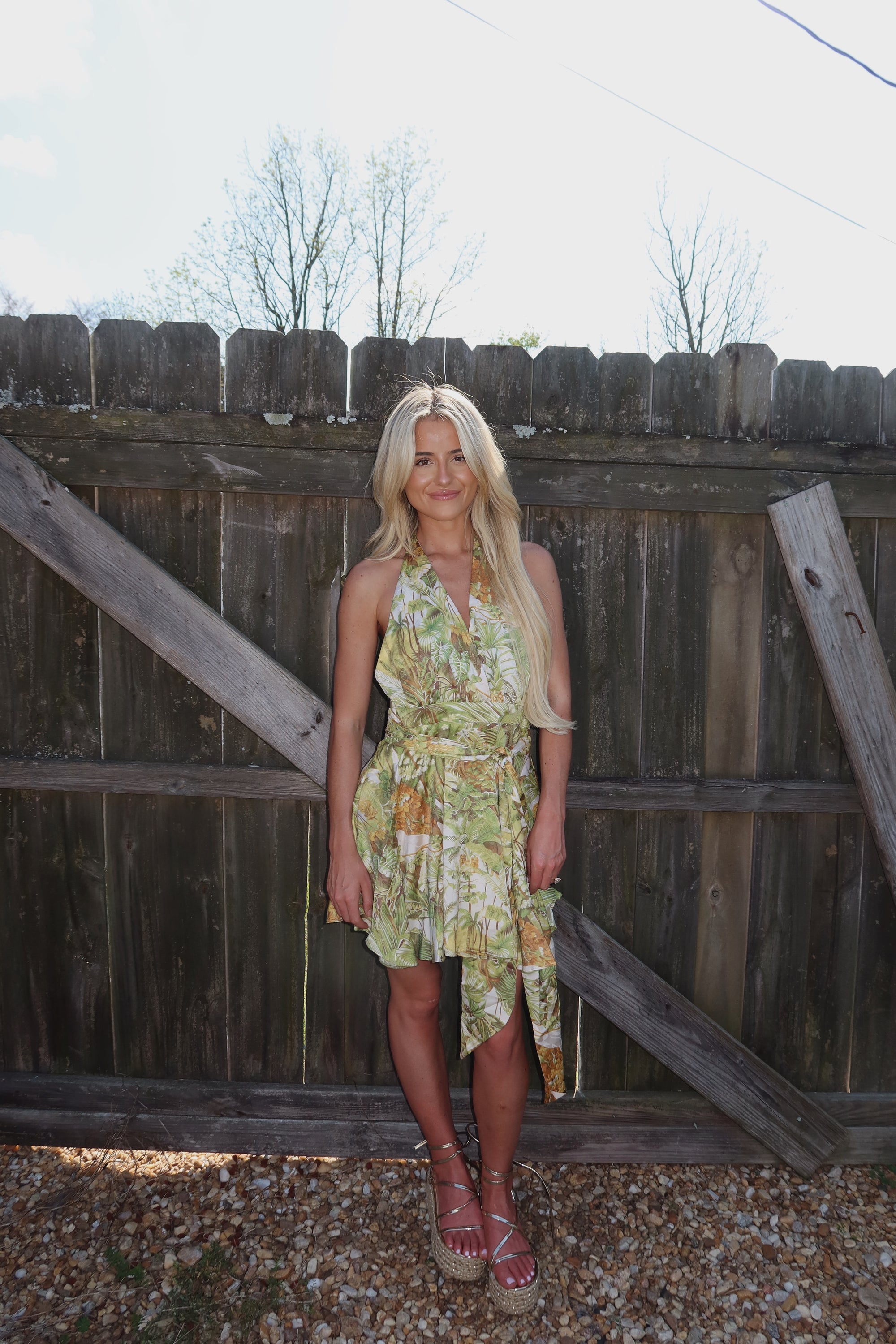 Tropic Satin Mini Wrap Dress