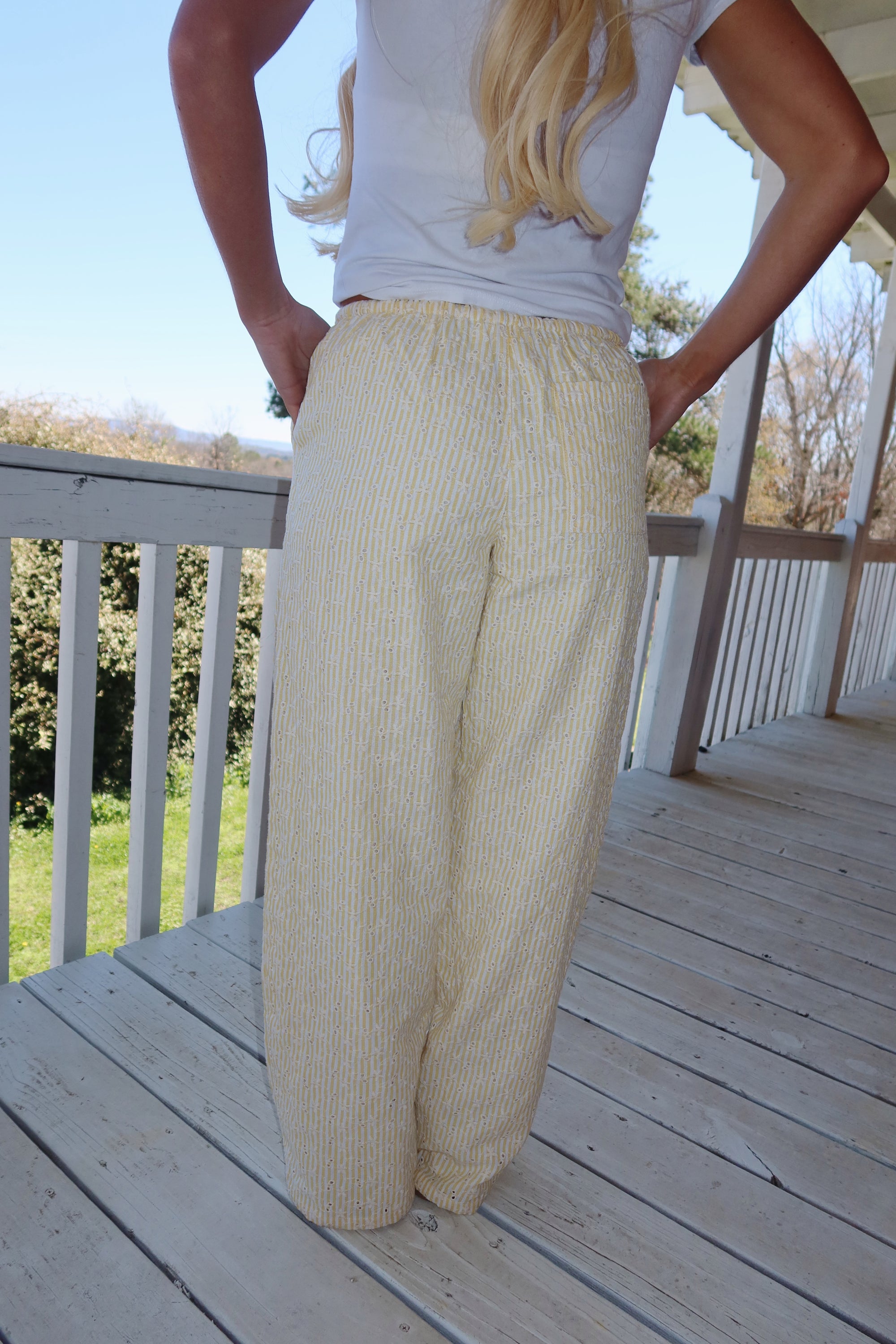 Newport Striped Wide Leg Pants (Yellow)