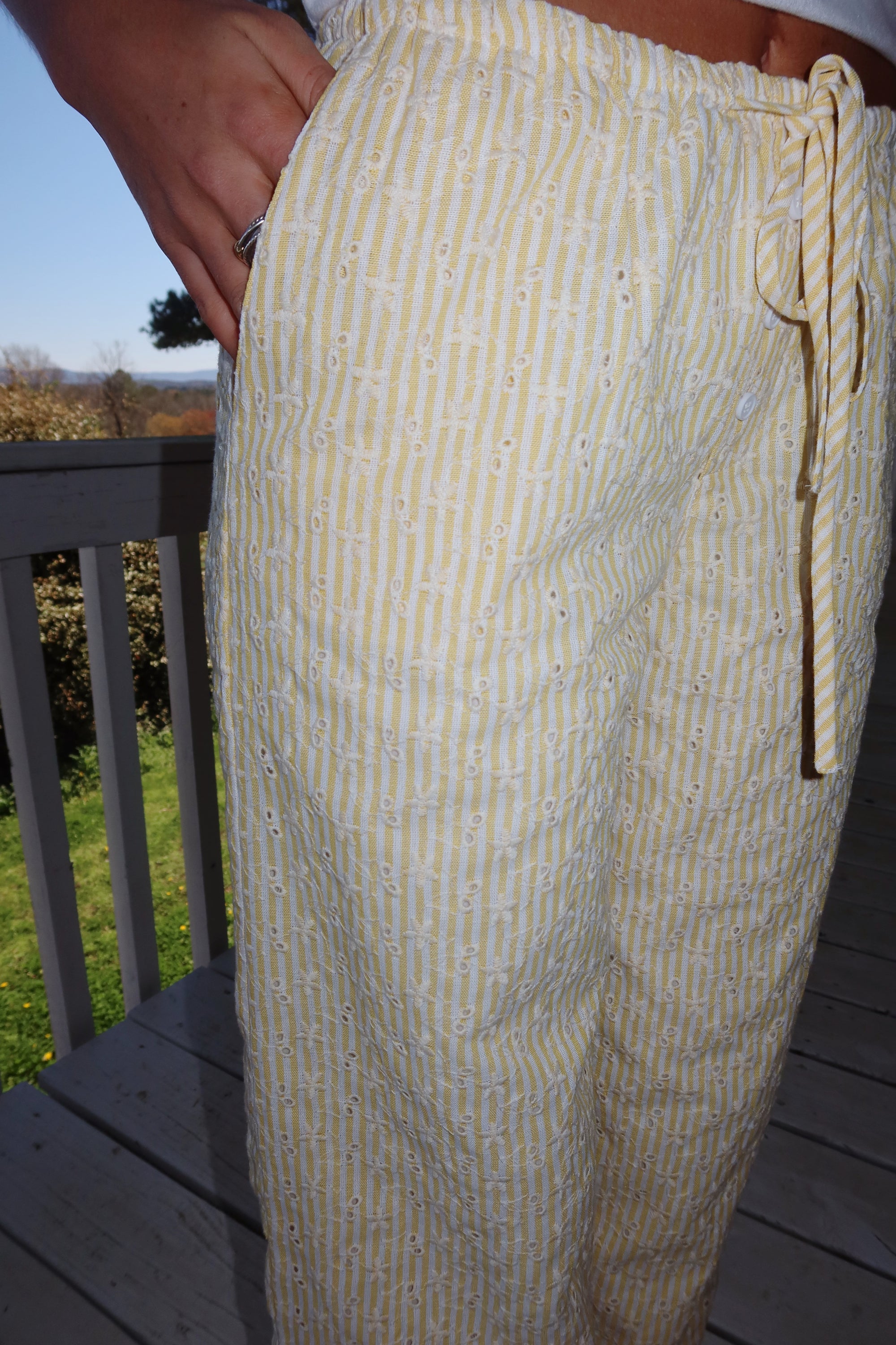 Newport Striped Wide Leg Pants (Yellow)