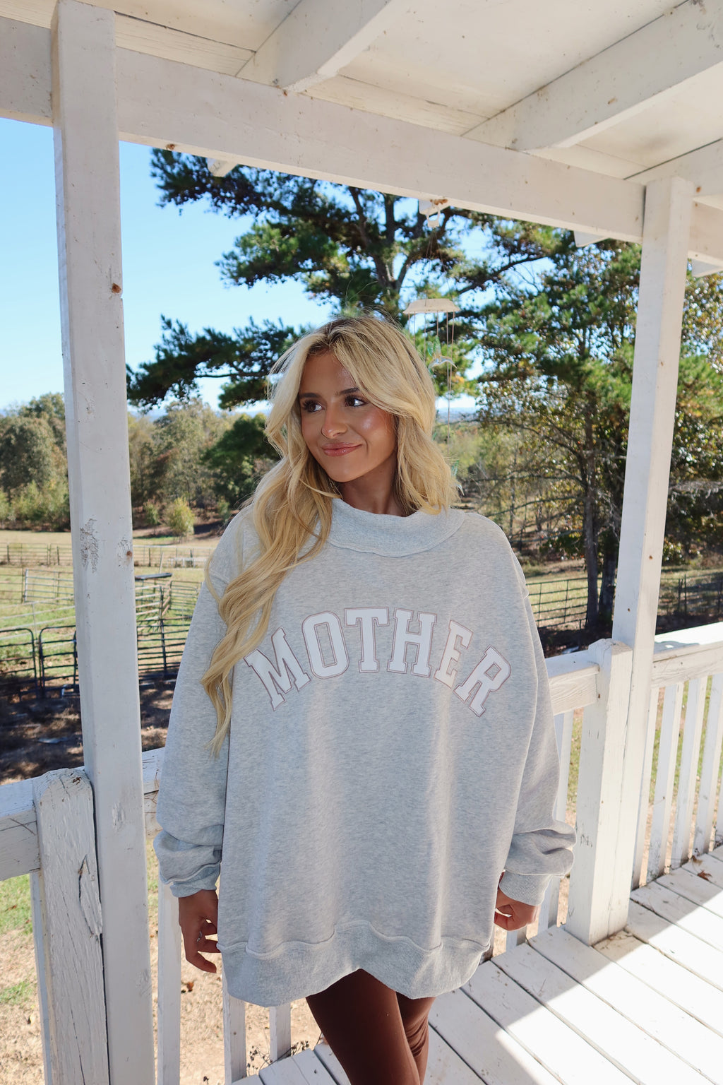 Mother Embroidered Mock Neck