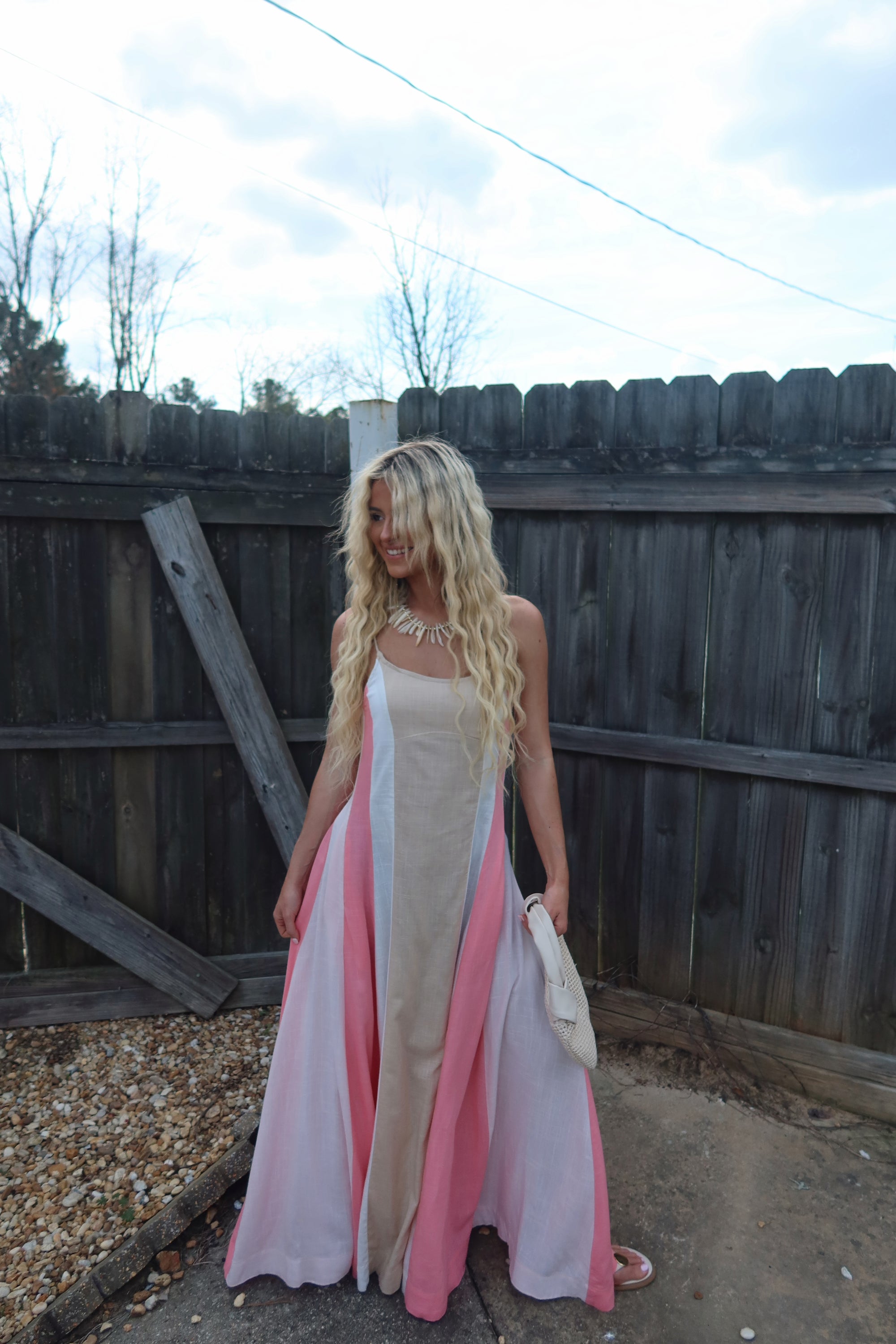 color block pink dress SSYS Marcie Color Block Halter Dress