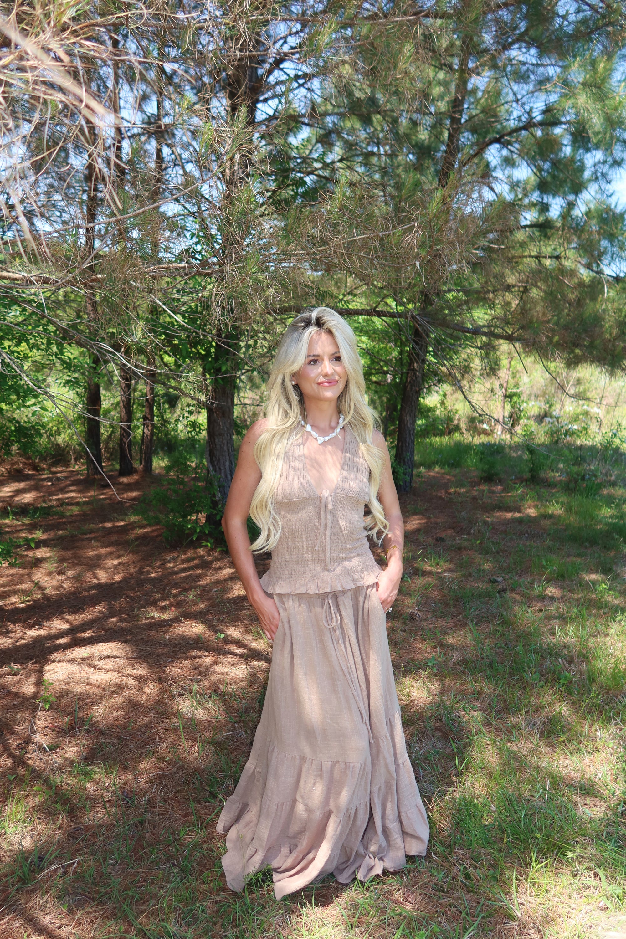 Greta Smocked Halter Set (Rattan)