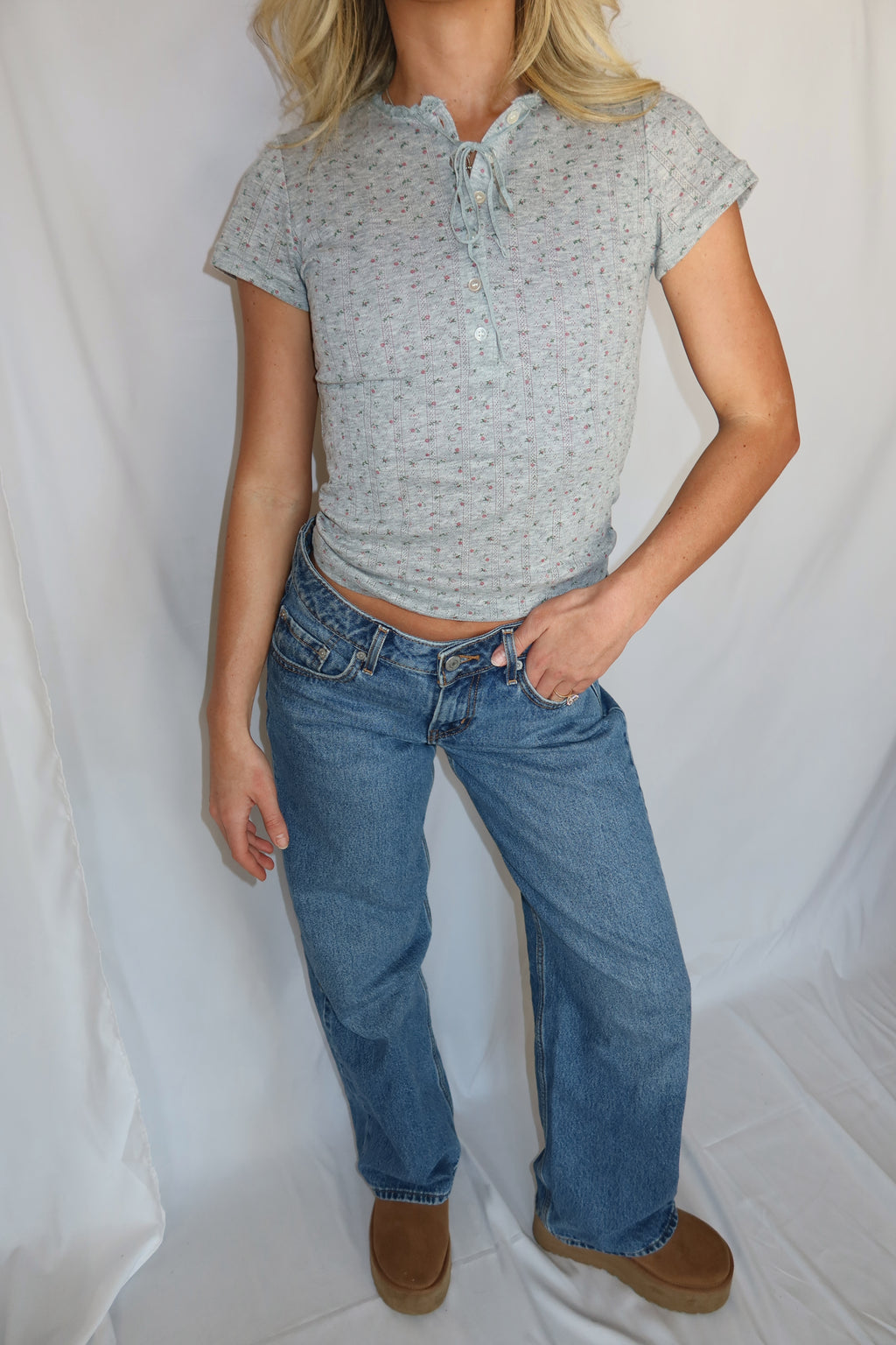 Luna Ribbed Baby Tee (Grey)