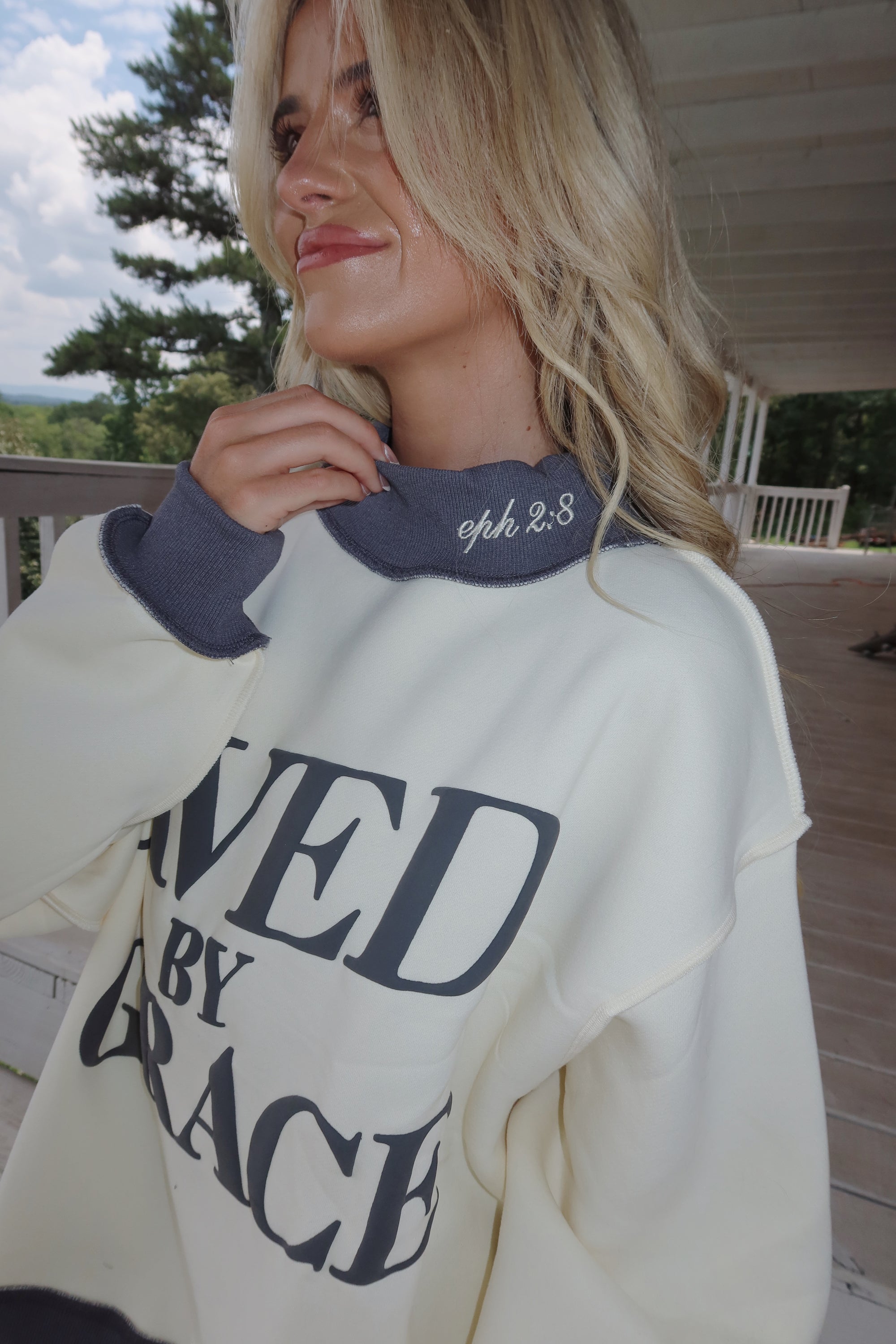 SAVED BY GRACE MOCK-NECK
