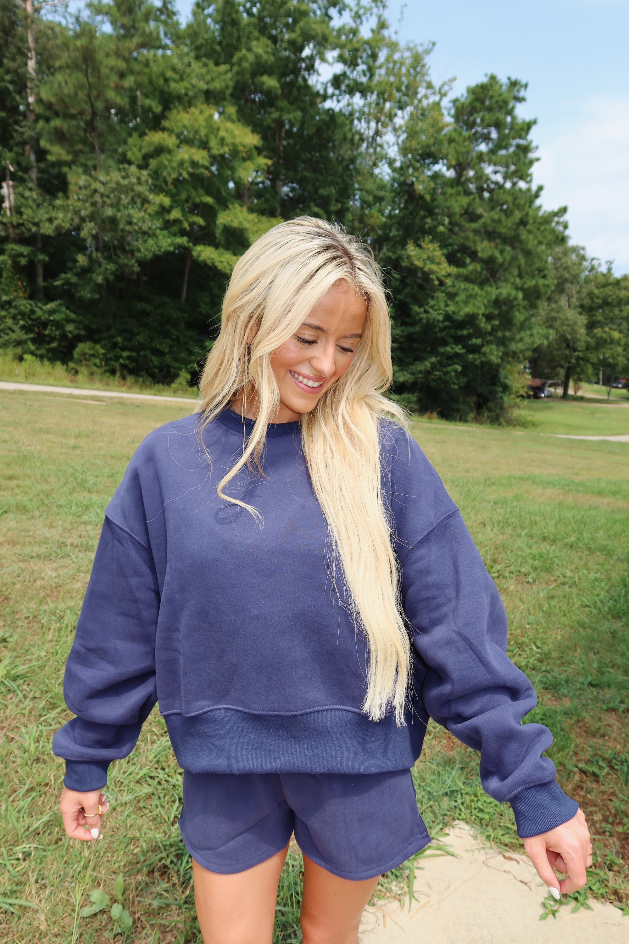 (RESTOCK) No Plans Sweatshort Set (Navy)