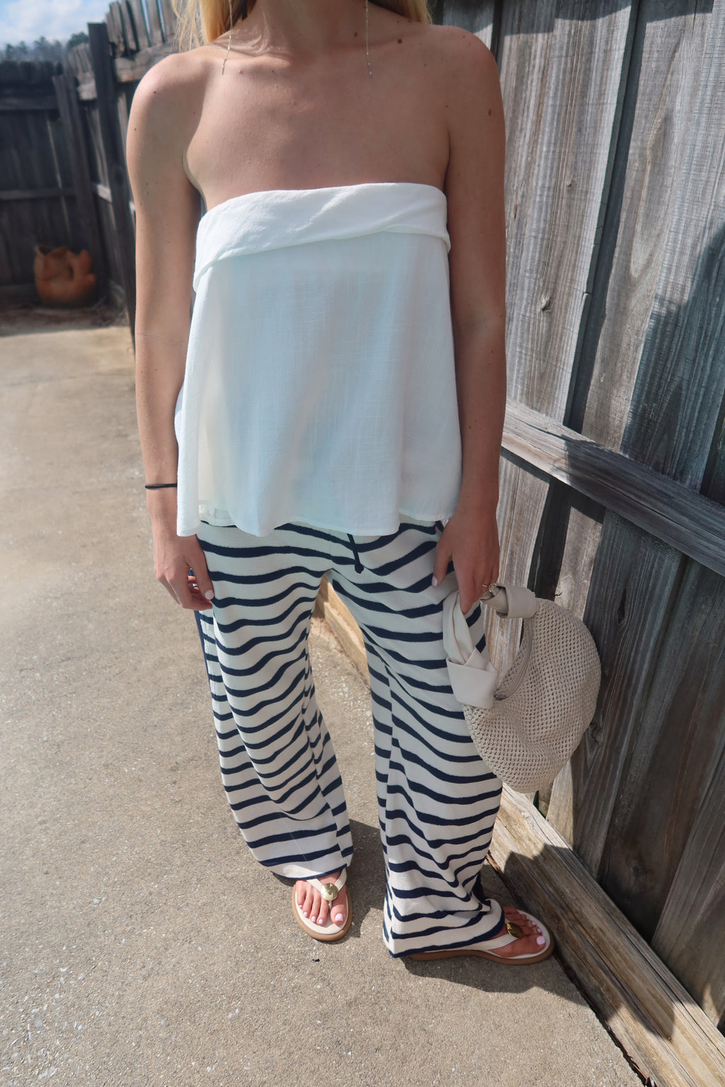 Ease Linen Back Tie Top