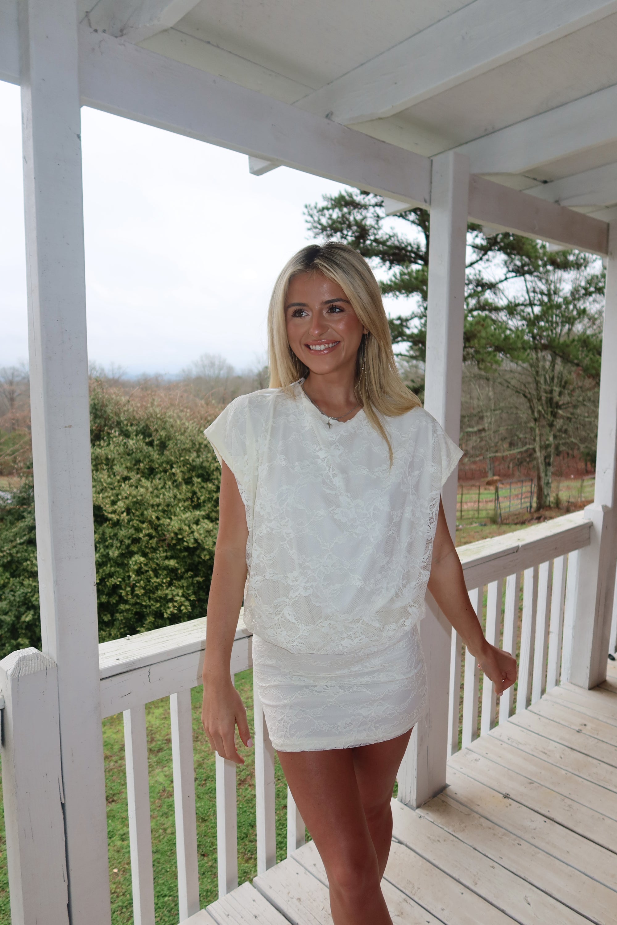 Rose Lace Dolman Mini Dress