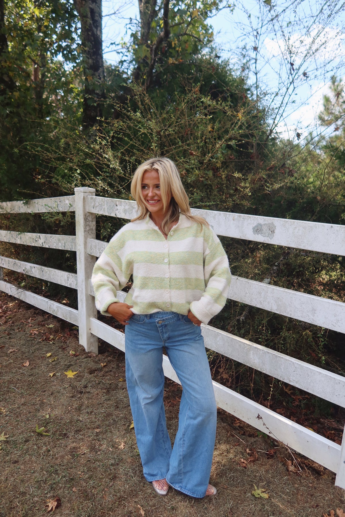 The Heritage Stripe Cardigan (Green)
