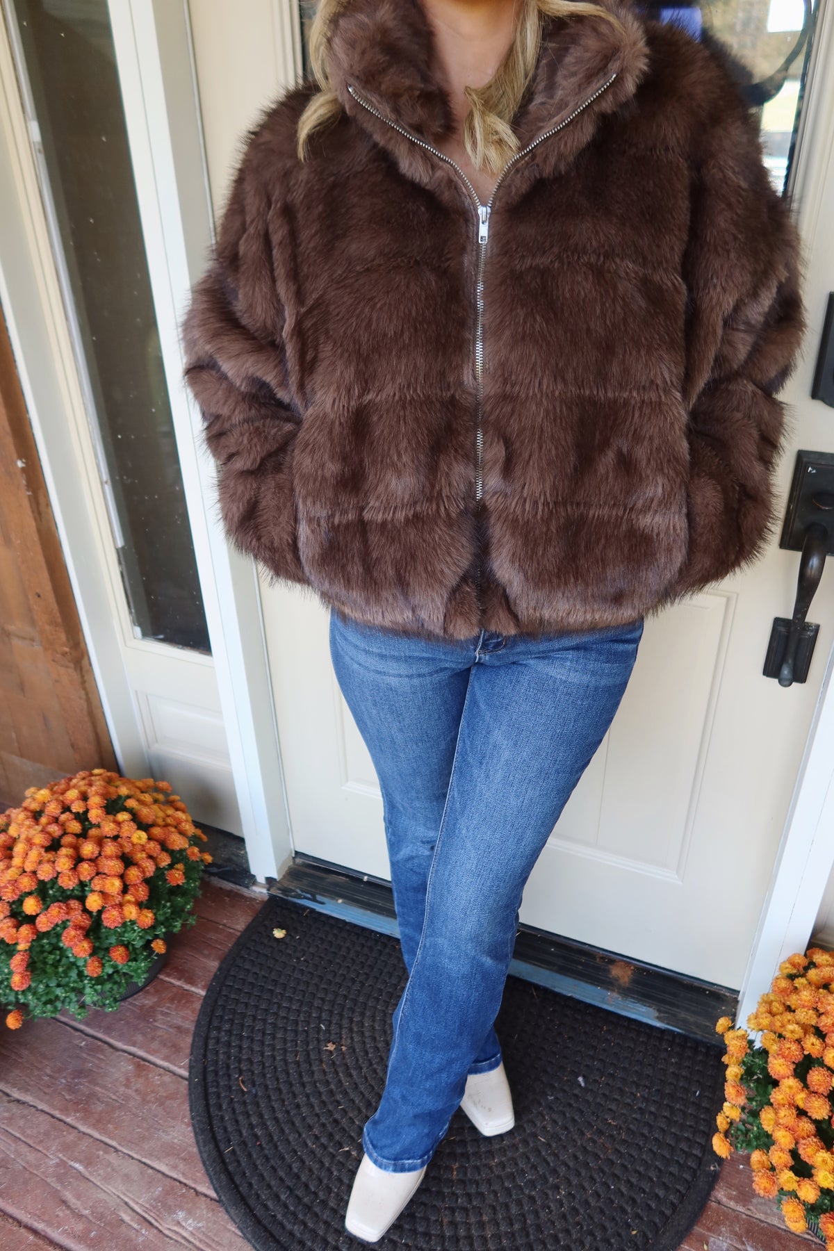 Heidi Plush Faux Fur Cropped Jacket