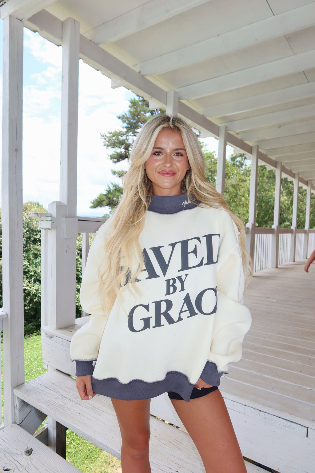 SAVED BY GRACE MOCK-NECK
