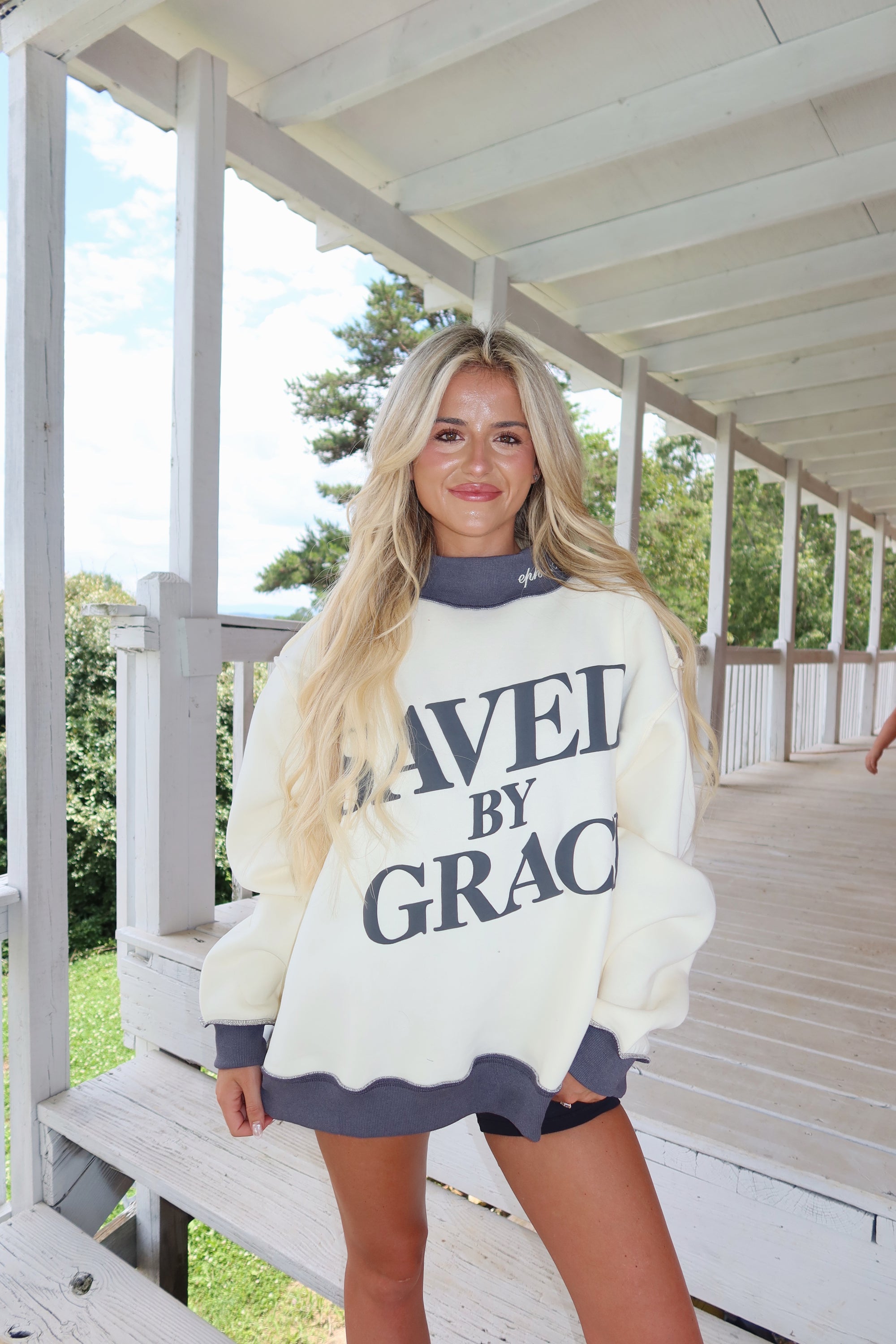SAVED BY GRACE MOCK-NECK