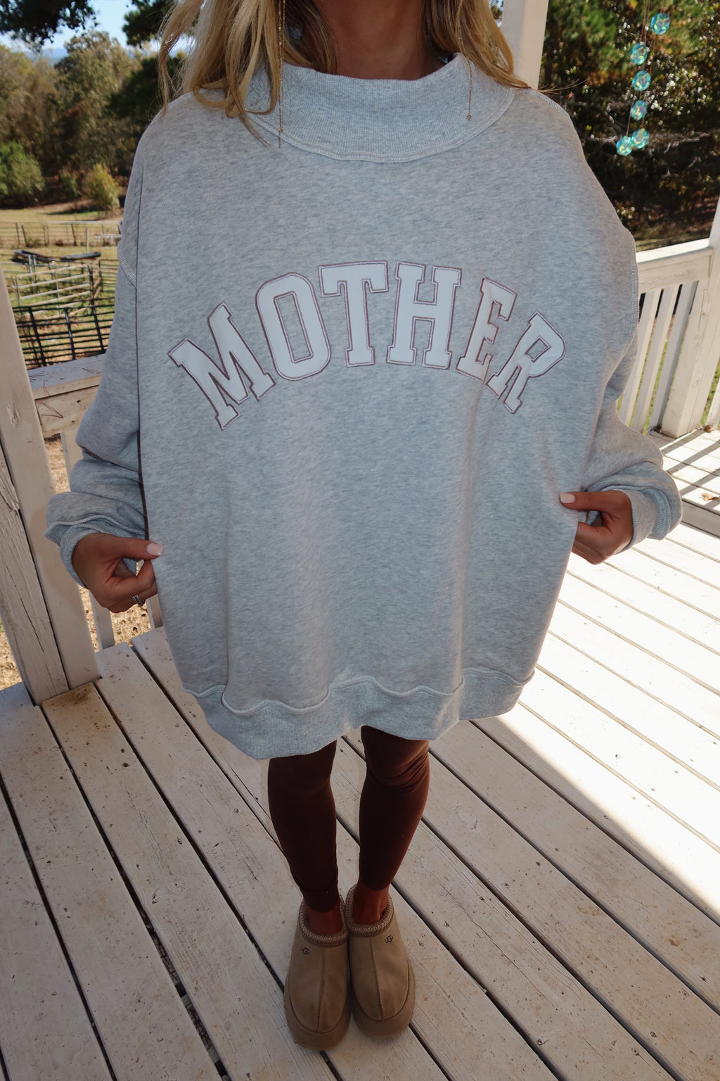 Mother Embroidered Mock Neck