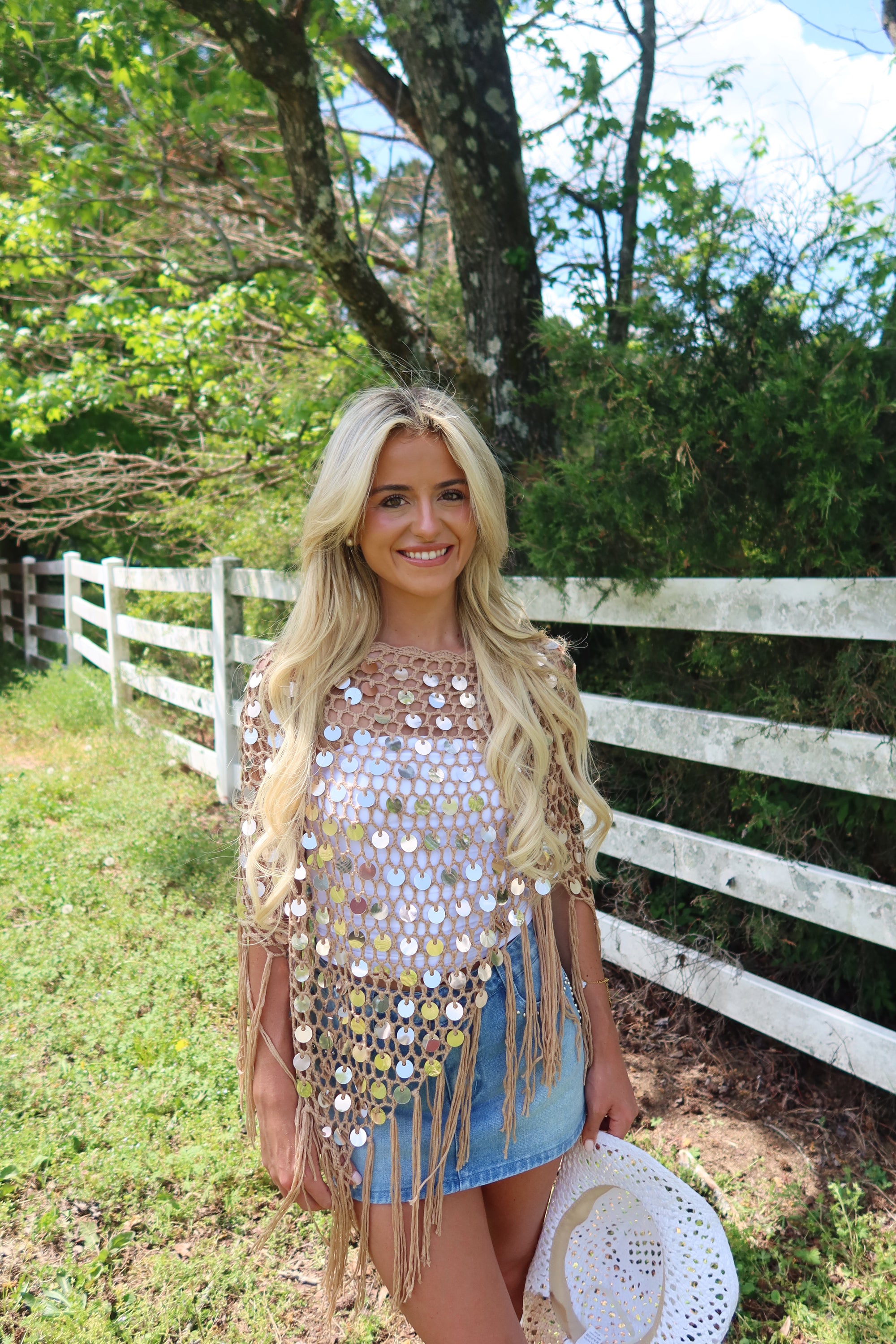 Lunara Sequin Fringe Poncho