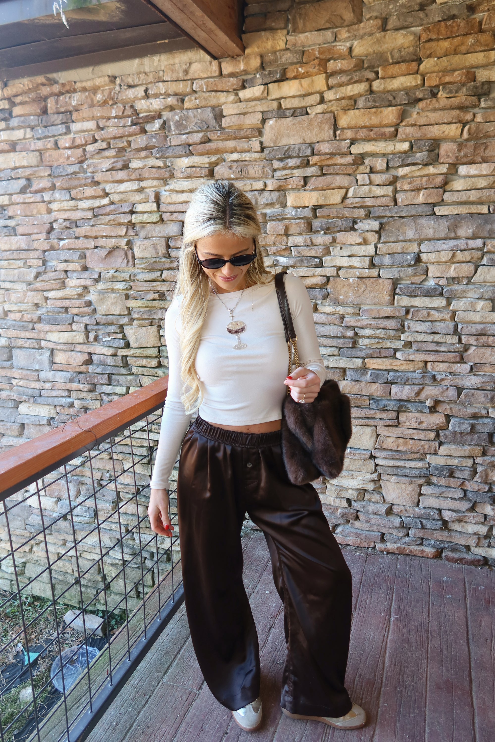 Sylvie Satin Pants (Brown)