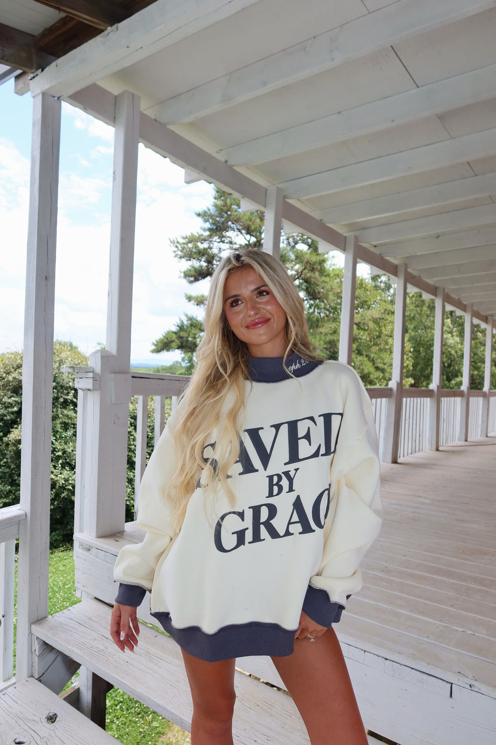 SAVED BY GRACE MOCK-NECK
