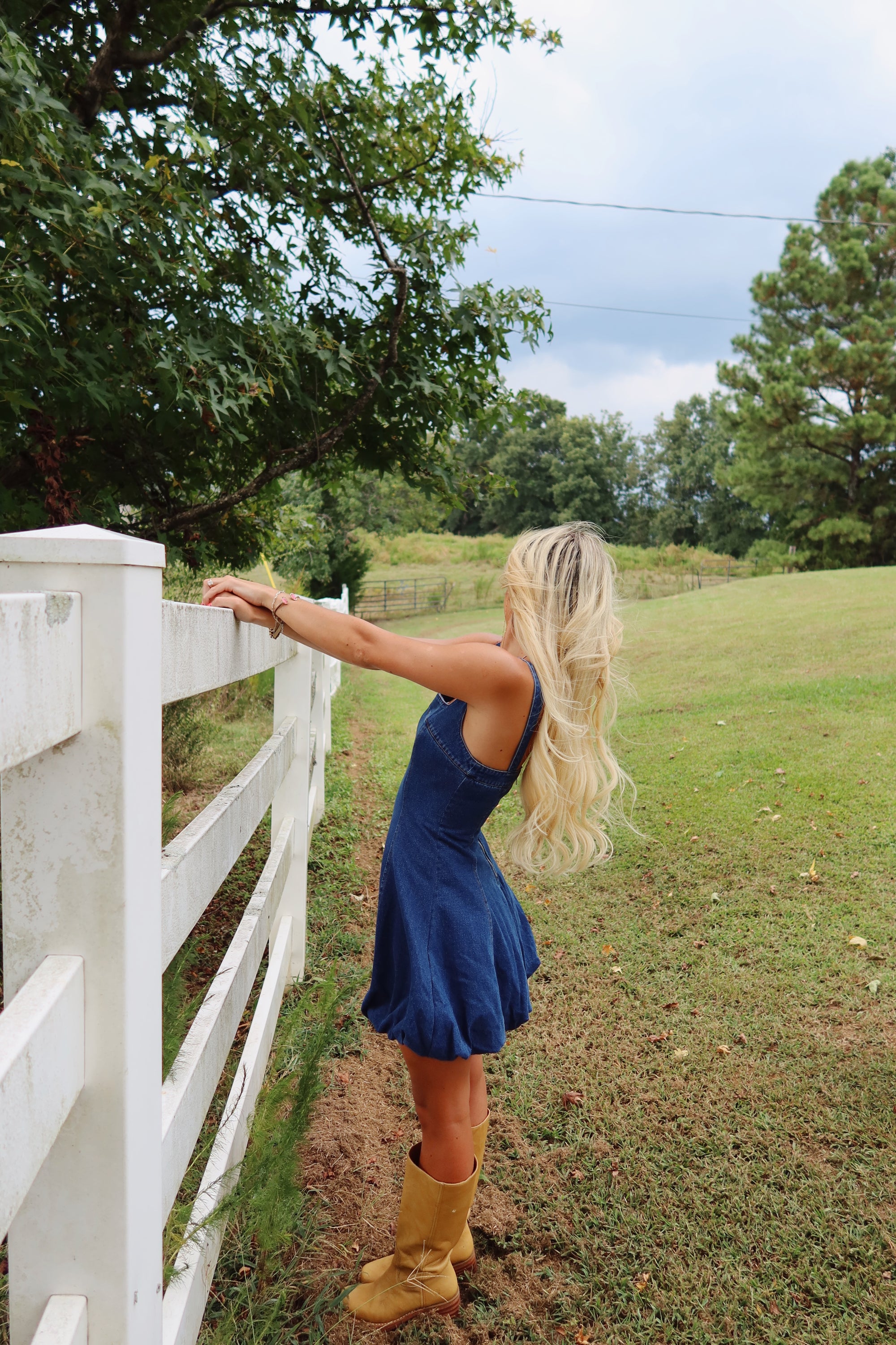 Bubble Hem Denim Dress