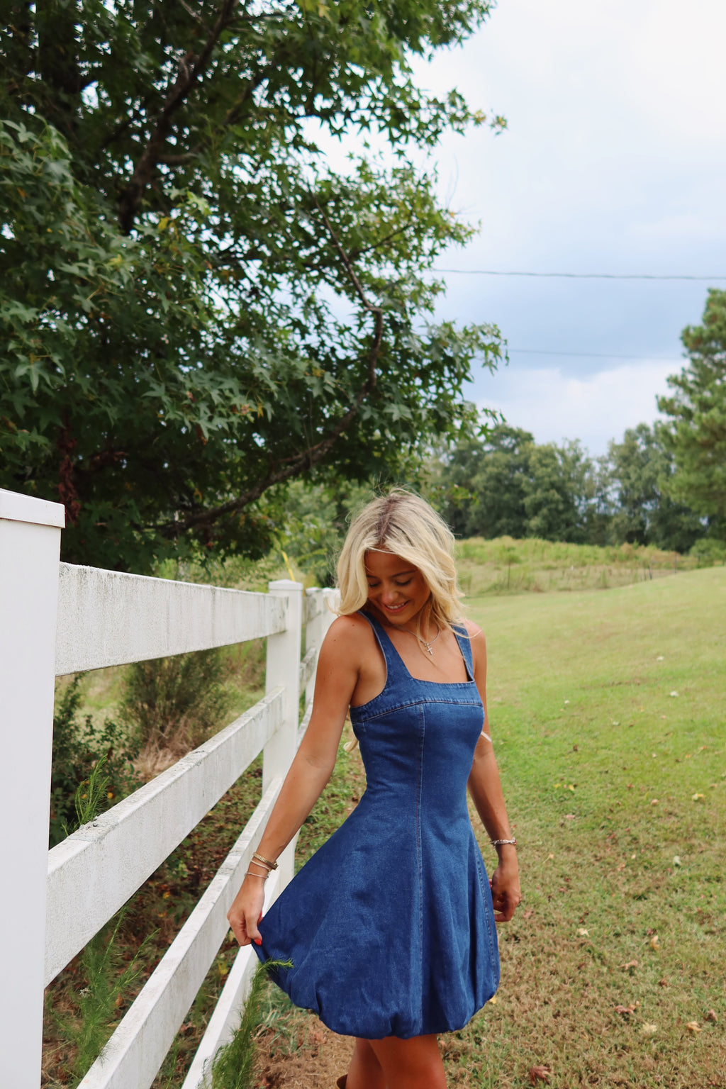 Bubble Hem Denim Dress
