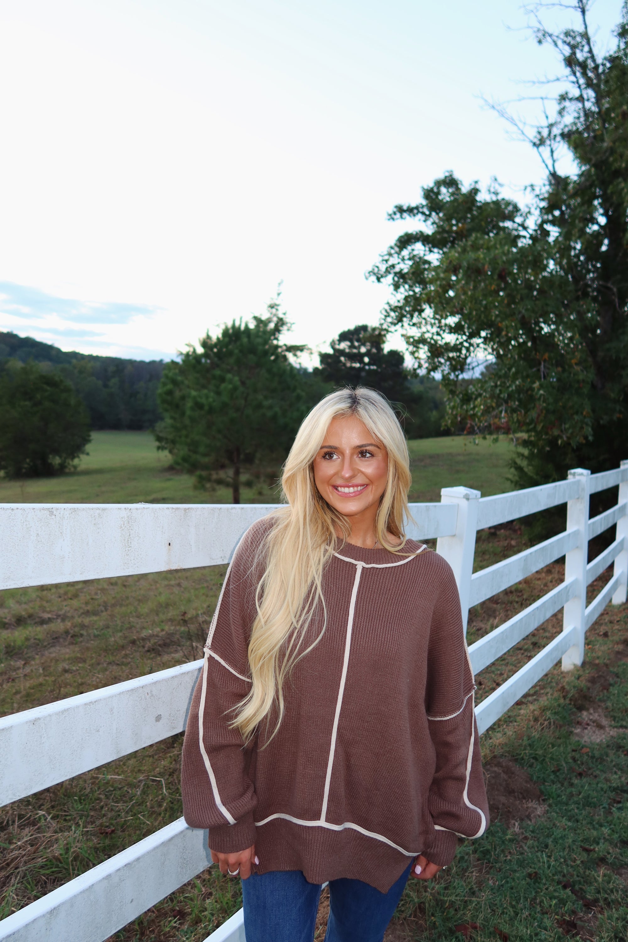 Chestnut Exposed Seam Sweater