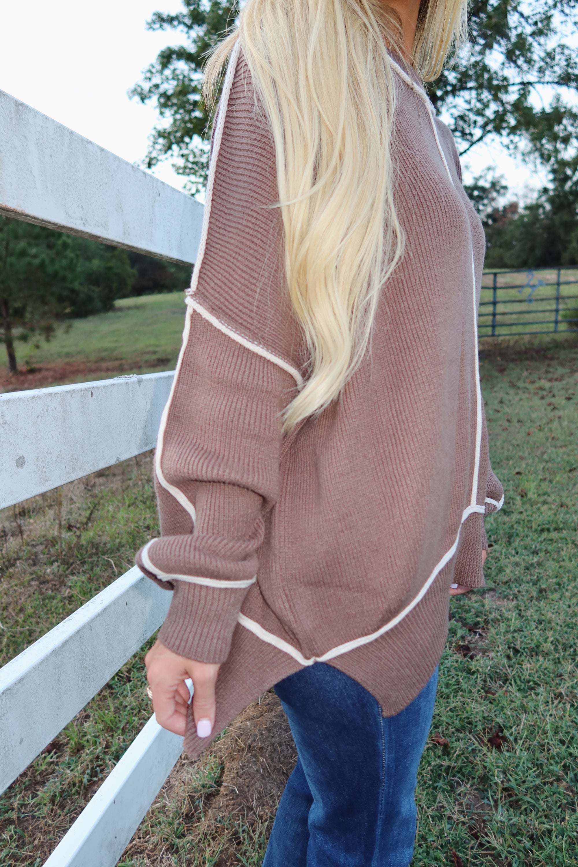 Chestnut Exposed Seam Sweater