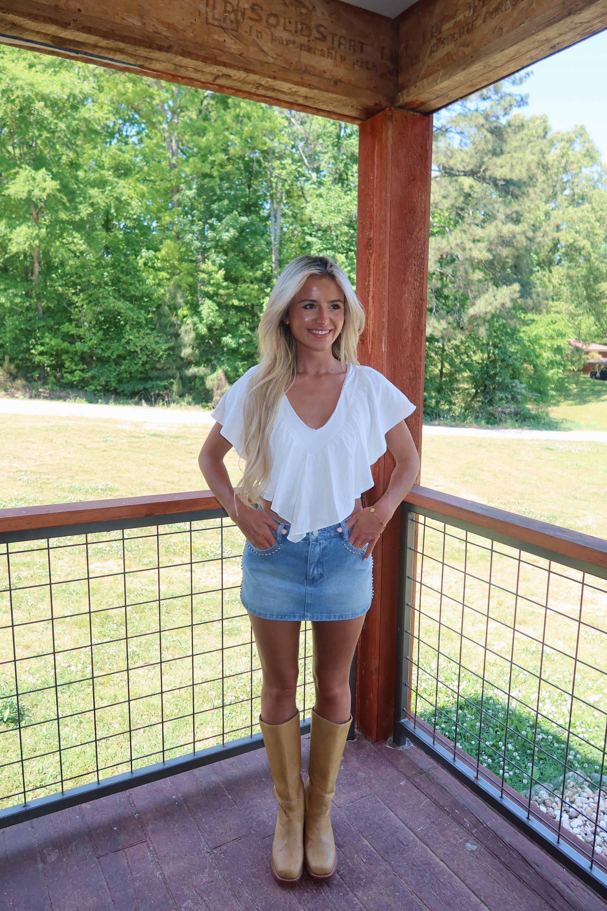 Ella V-Neck Ruffle Top