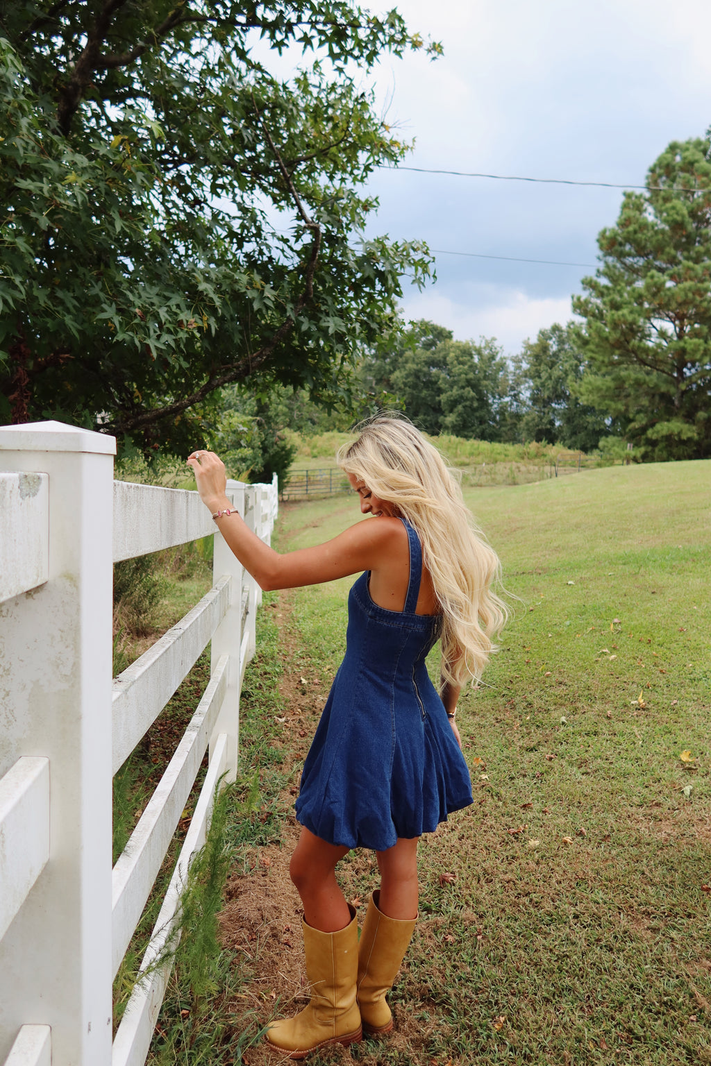 Bubble Hem Denim Dress