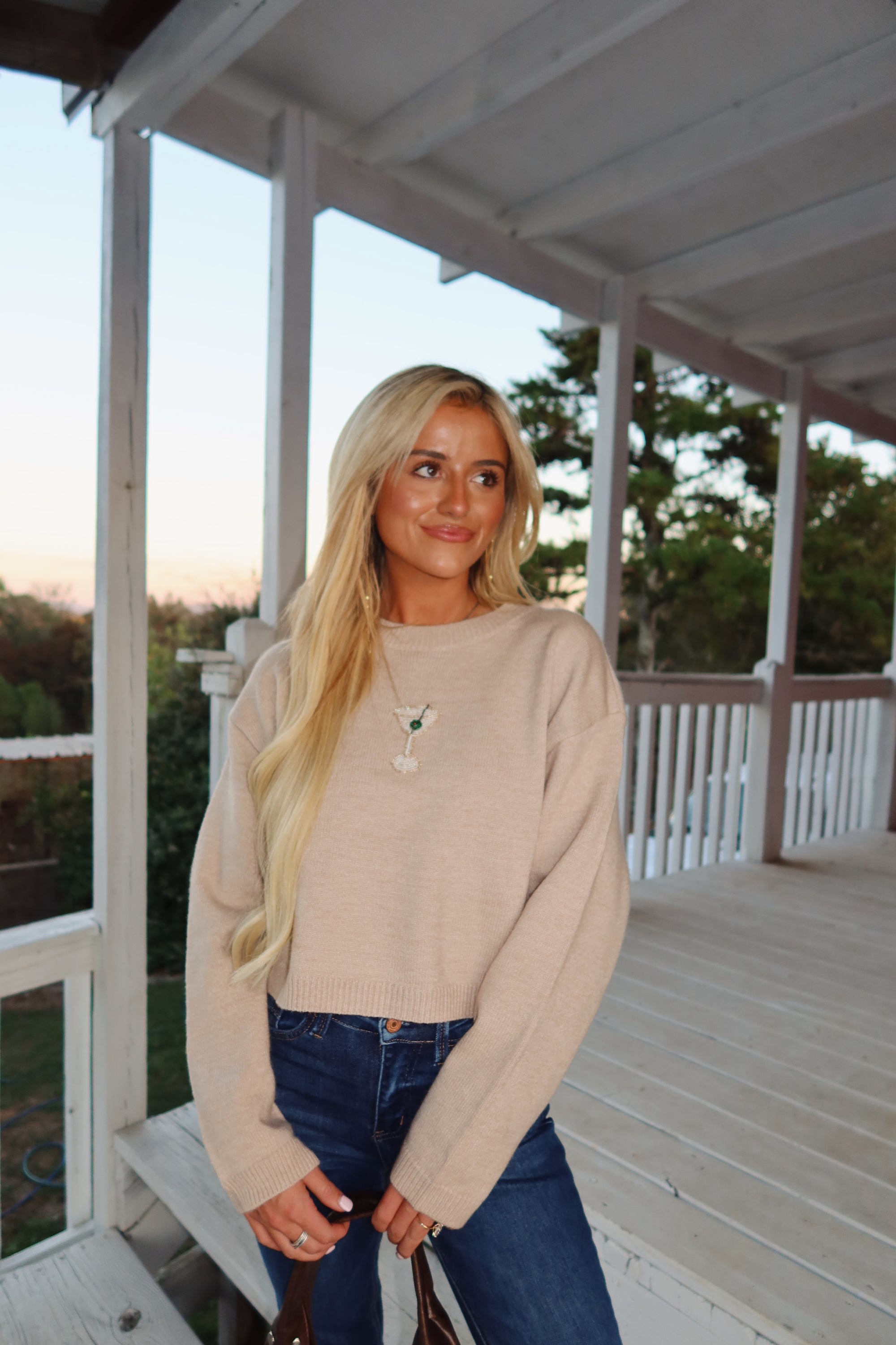 Happy Hour Beaded Sweater- Martini