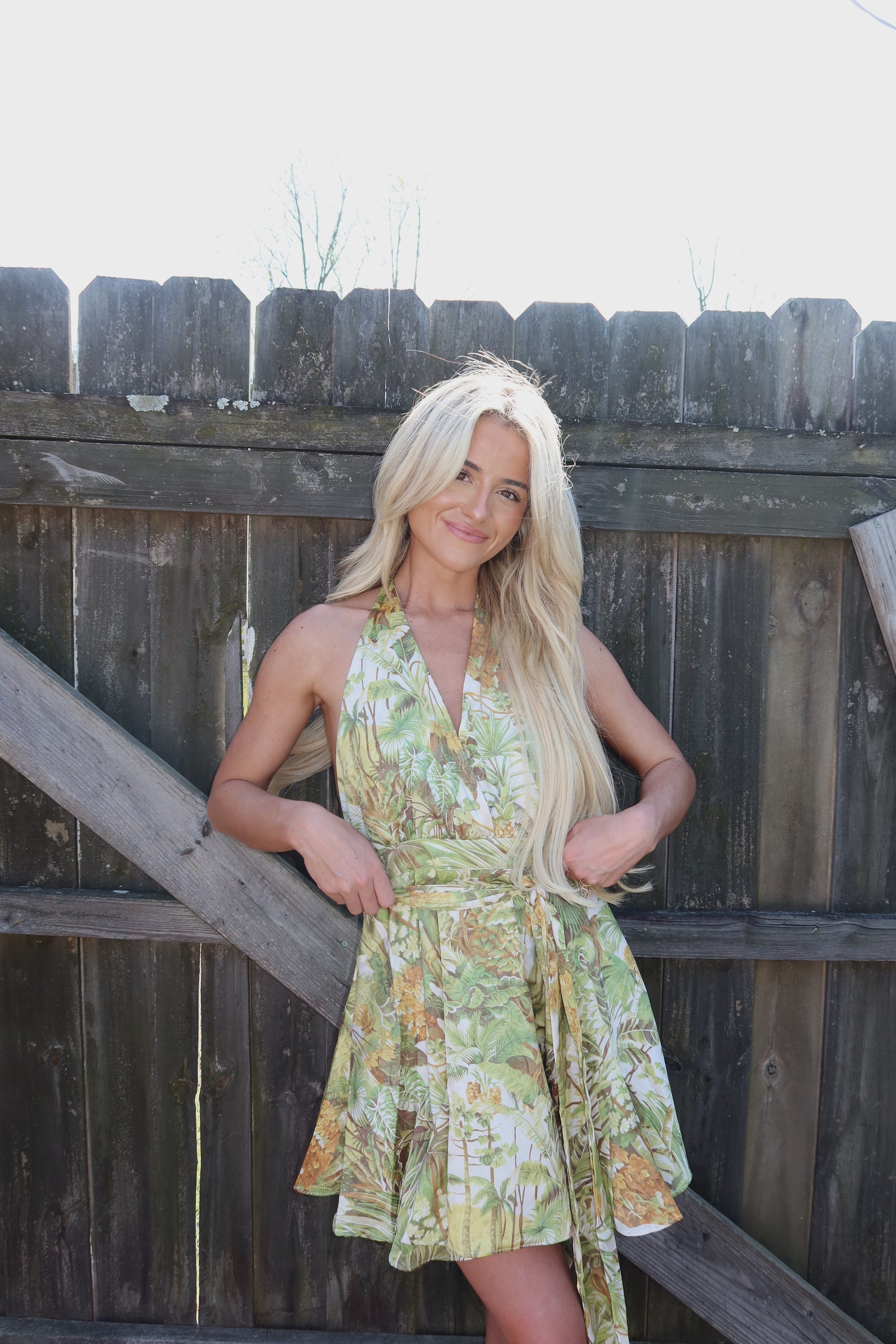 Tropic Satin Mini Wrap Dress